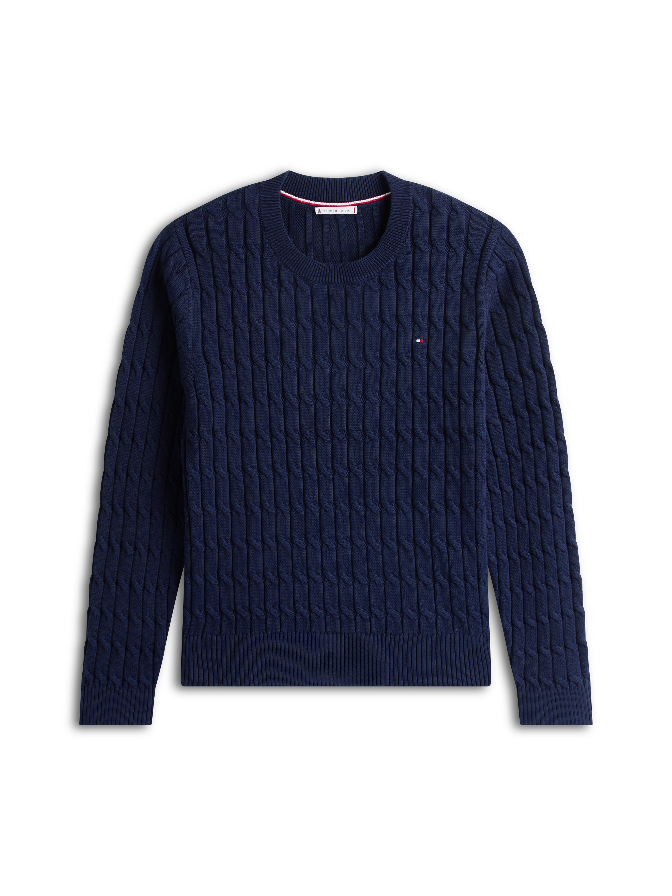 Tommy Hilfiger Curve Rundhalspullover »CRV CO CABLE MID GG C-NK LS SWT« in großen Größen, mit Zopfmuster