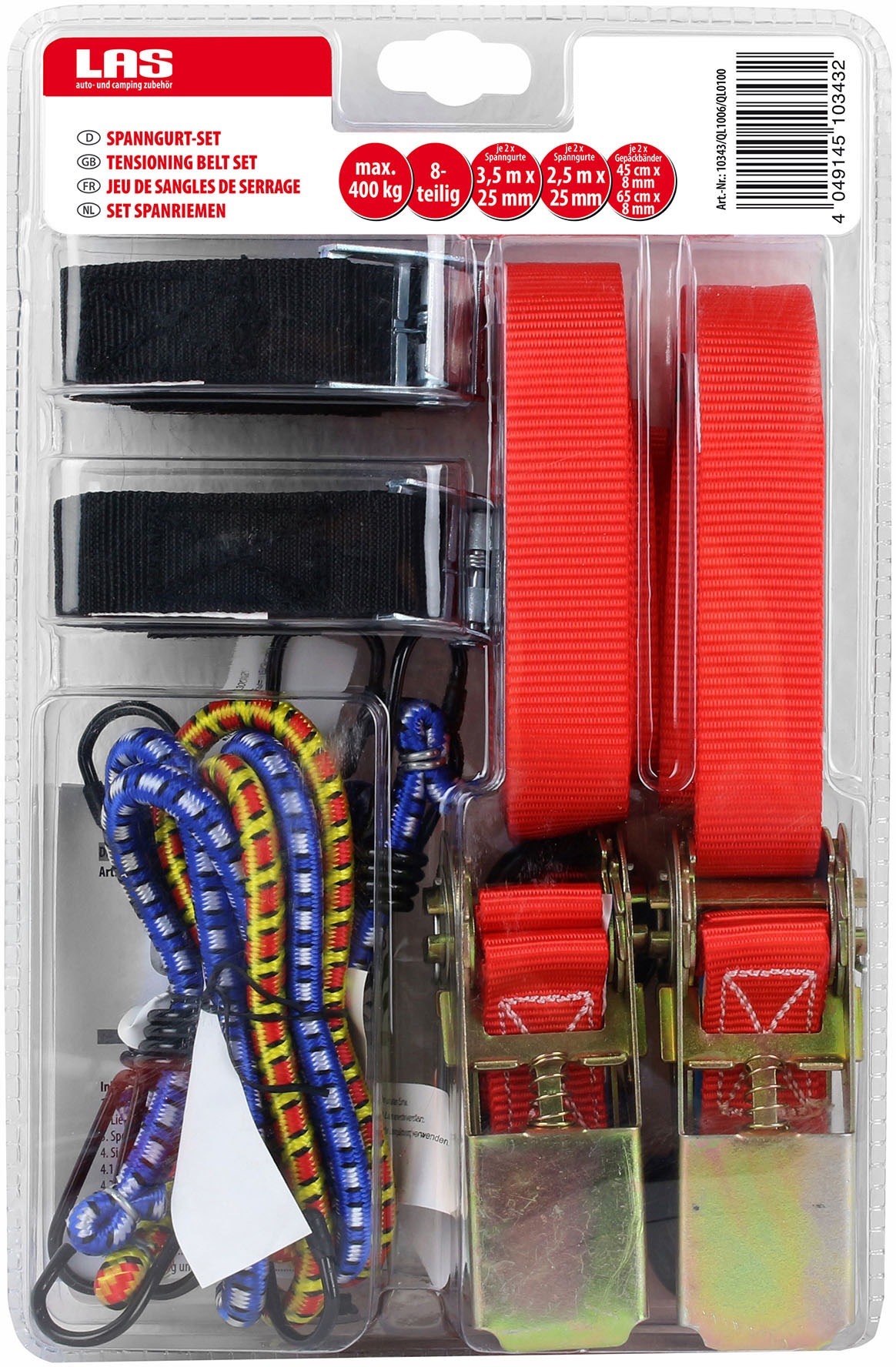 LAS Spanngurt »Spann und Haltegurt-Set, 8-tlg.«, (Set, 10 St.)