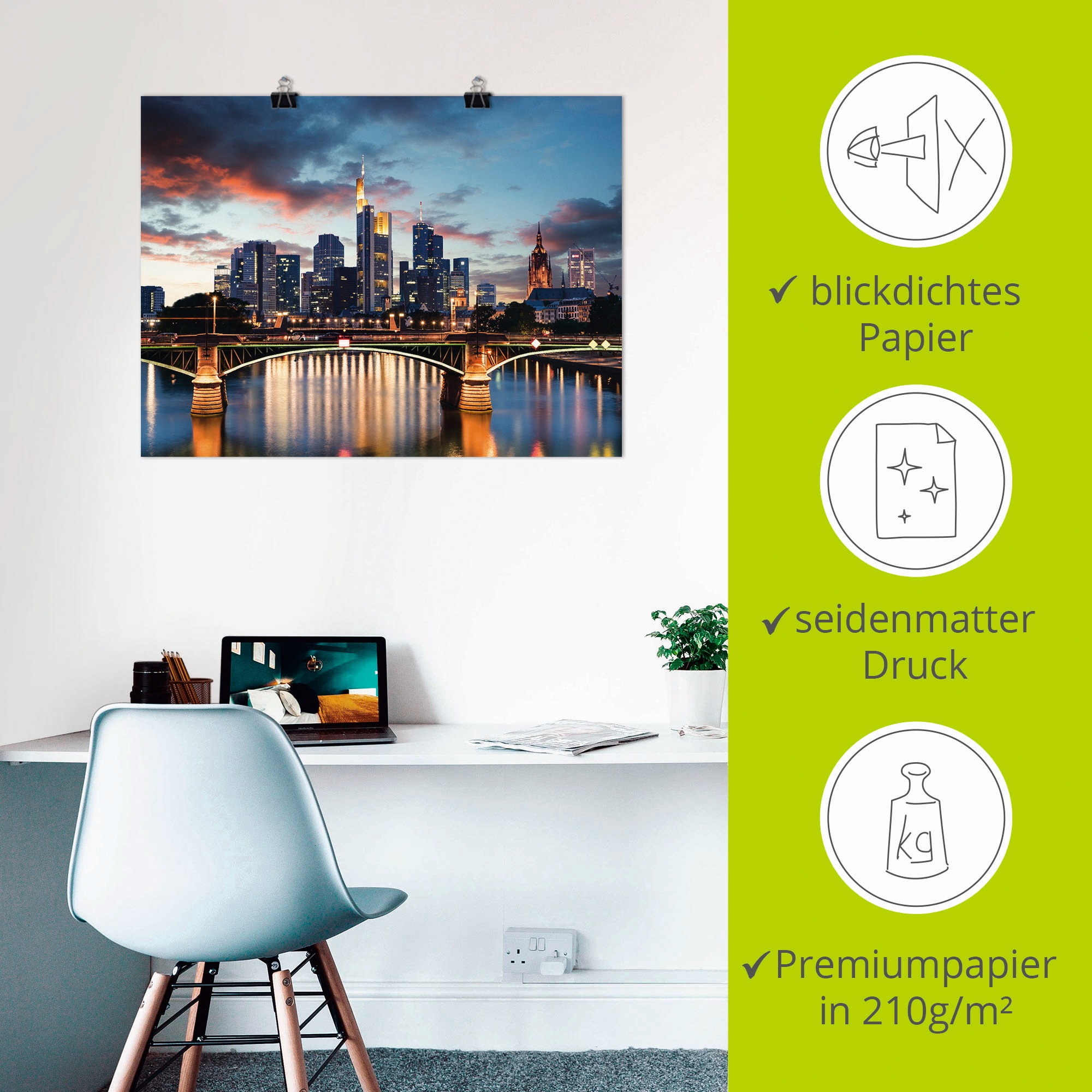 Artland Wandbild »Frankfurt am Main Skyline II«, Deutschland, (1 St.), als Alubild, Outdoorbild, Leinwandbild, Poster in verschied. Größen