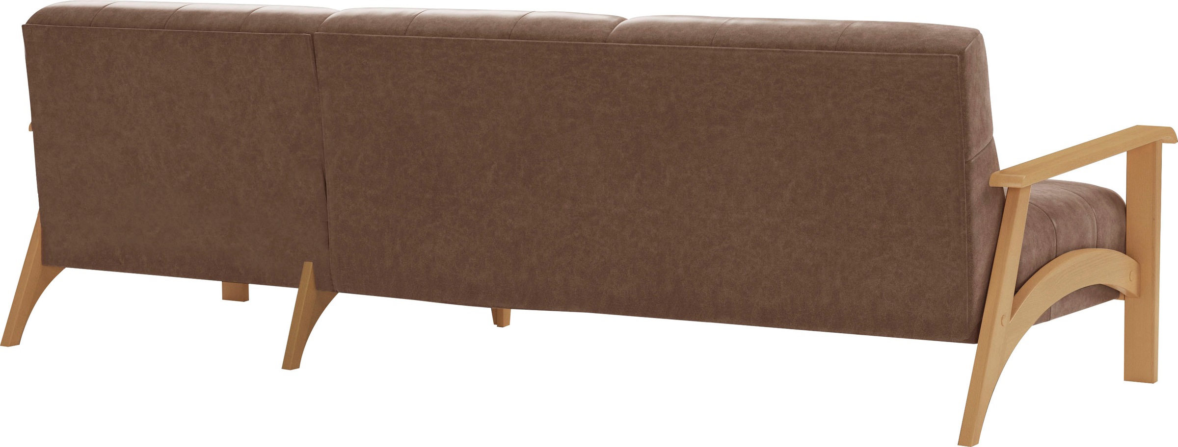 sit&more Ecksofa »Billund L-Form«, Armlehnen aus eichefarbigem Buchenholz, verschiedene Bezüge und Farben