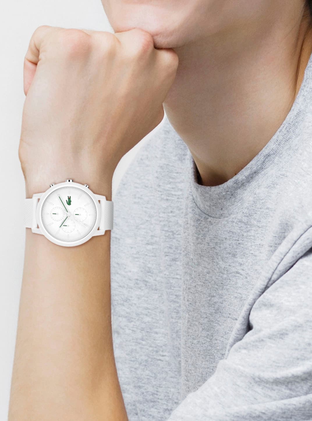 Lacoste Chronograph »LACOSTE.12.12 CHRONO«, Quarzuhr, Armbanduhr, Herrenuhr, Stoppfunktion, Silikonarmband