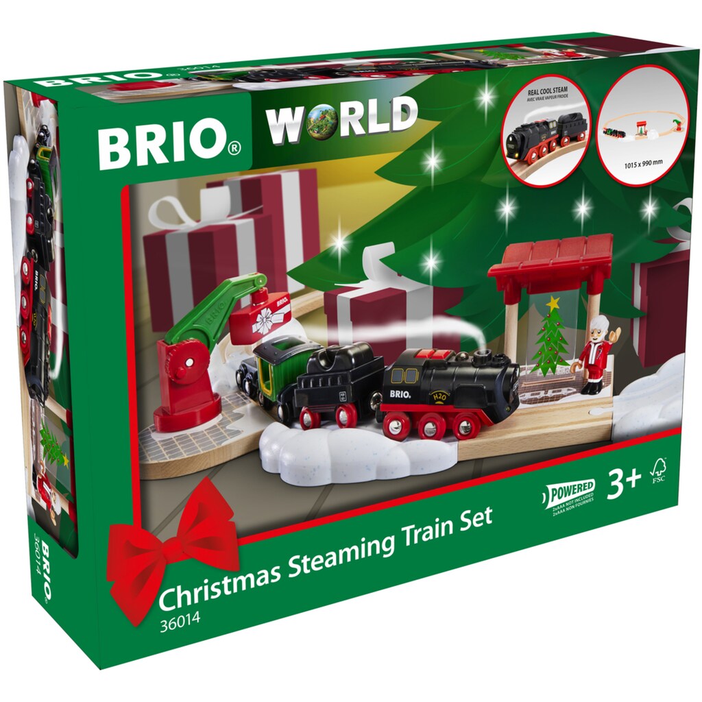BRIO® Spielzeug-Eisenbahn »BRIO® WORLD, Batterie-Dampflok Weihnachts-Set«, (Set)