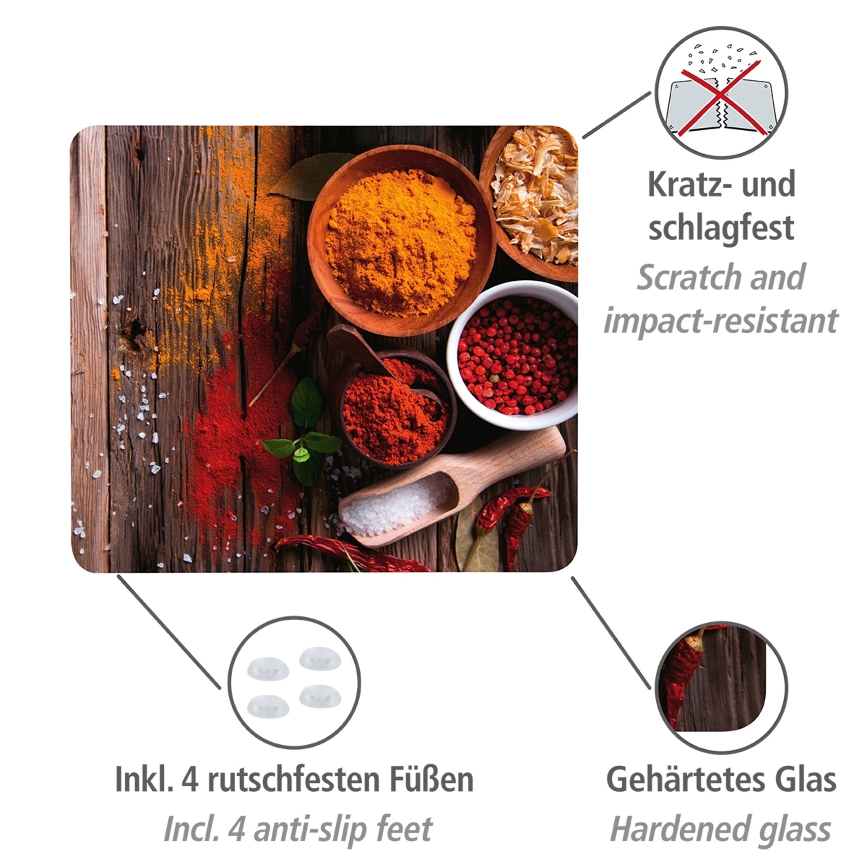 WENKO Herd-Abdeckplatte »Modell Gewürze«, Herdabdeckung für Glaskeramik Koc günstig online kaufen
