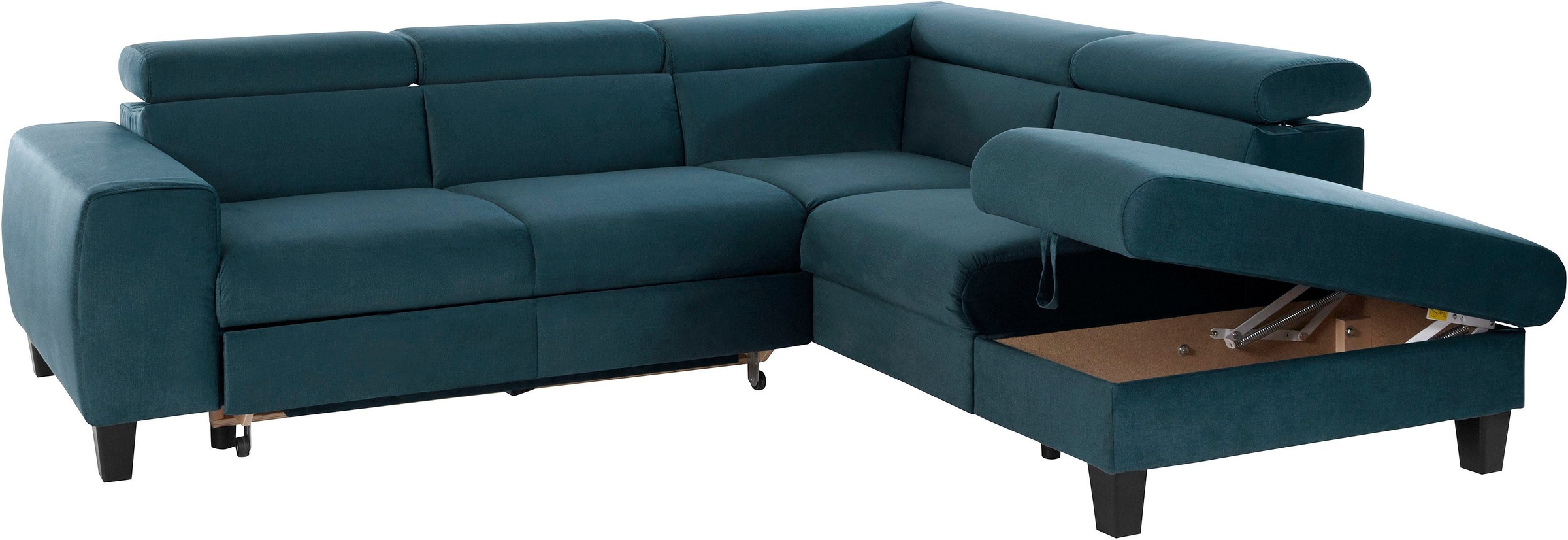 COTTA Polstergarnitur »Morven L-Form«, (Set), Set bestehend aus: Ecksofa mit Kopfteilverstellung & Hocker