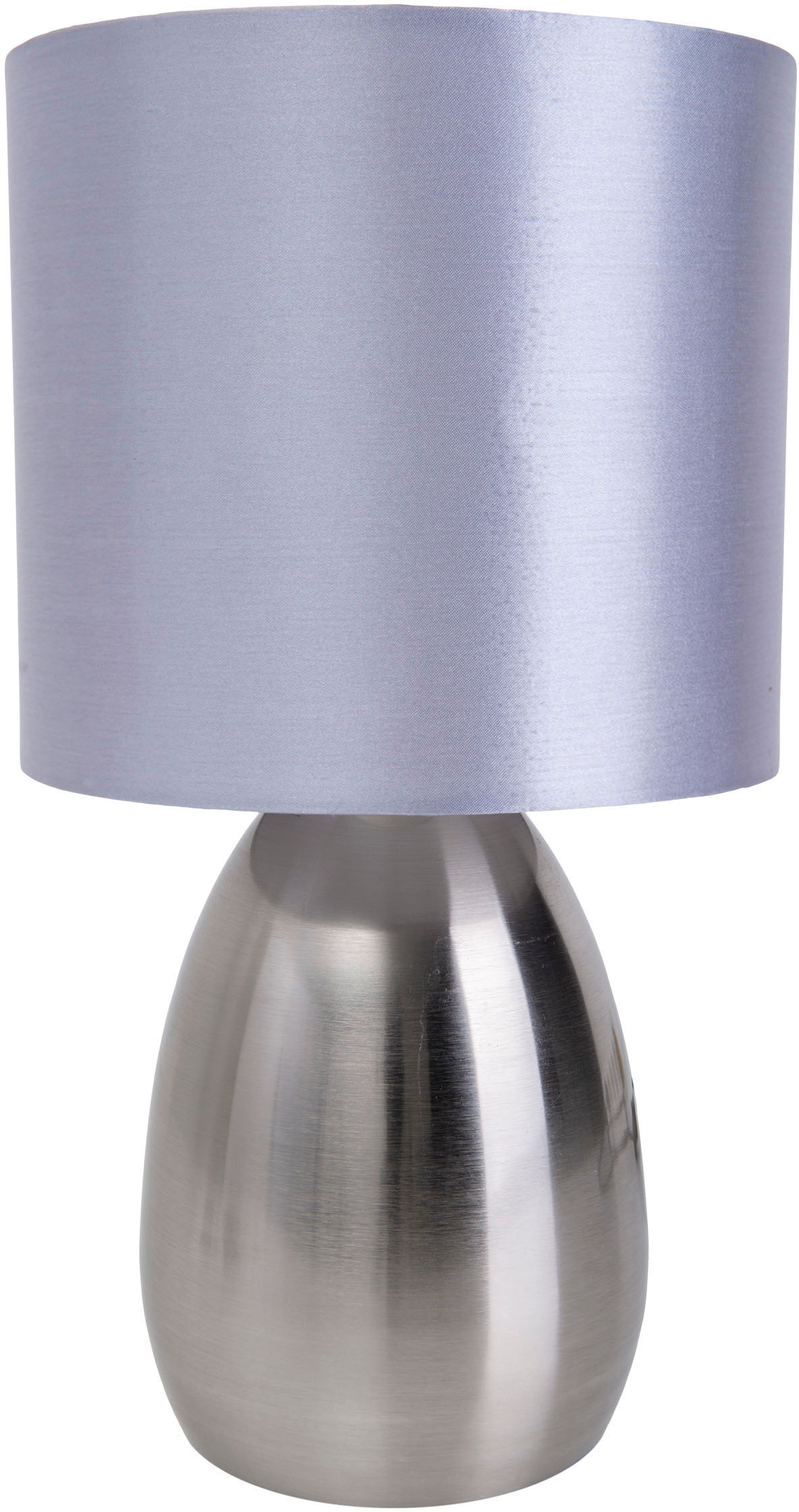 näve Tischleuchte »Aurum«, 1 flammig, Leuchtmittel E14 | ohne Leuchtmittel, 1xE14, Textilschirm grau, Fuß stahl-blank, Höhe 33cm, Zuleitung 150cm