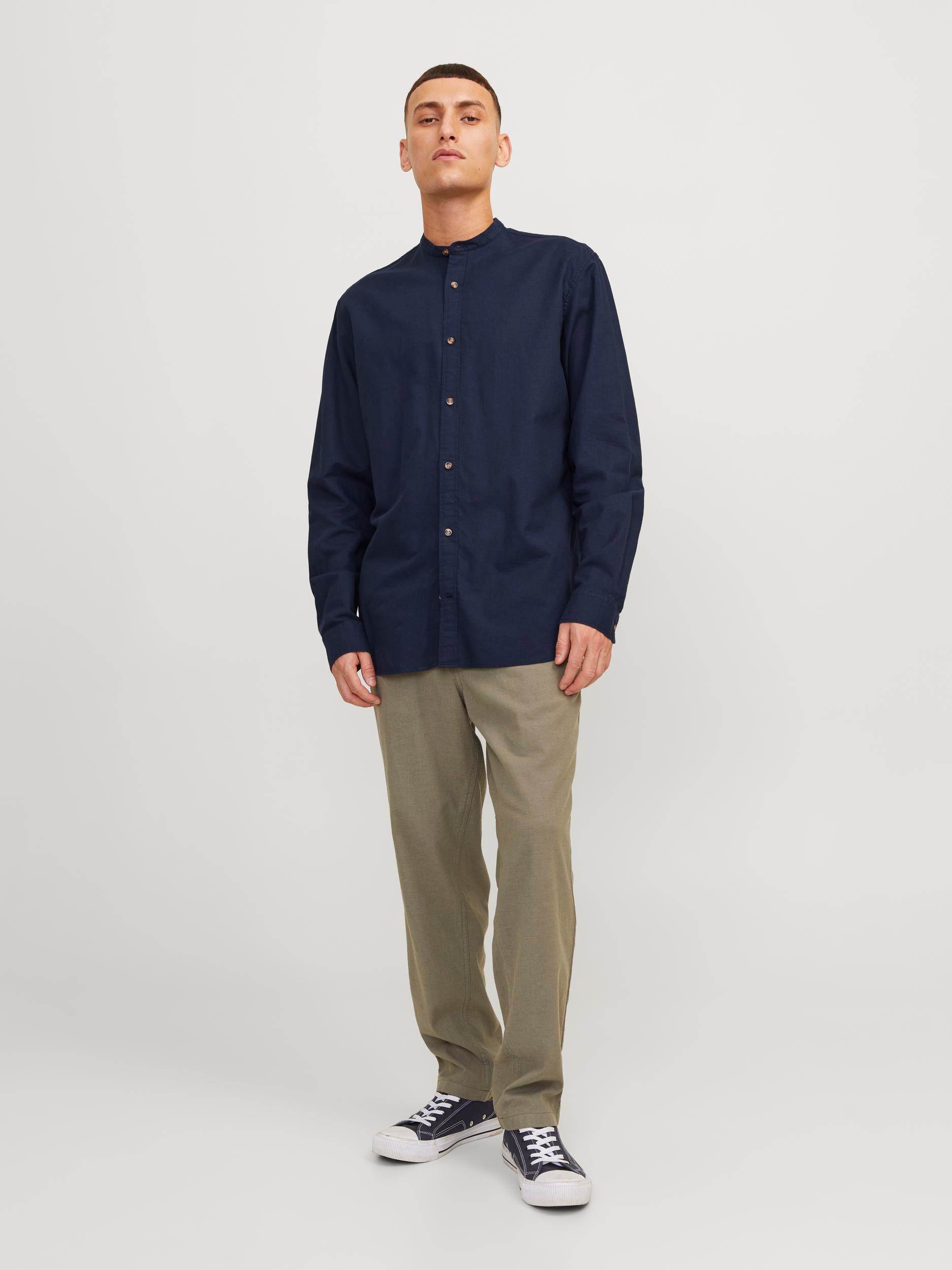 Jack & Jones Langarmhemd »JJESUMMER BAND LINEN BLEND SHIRT LS SN«