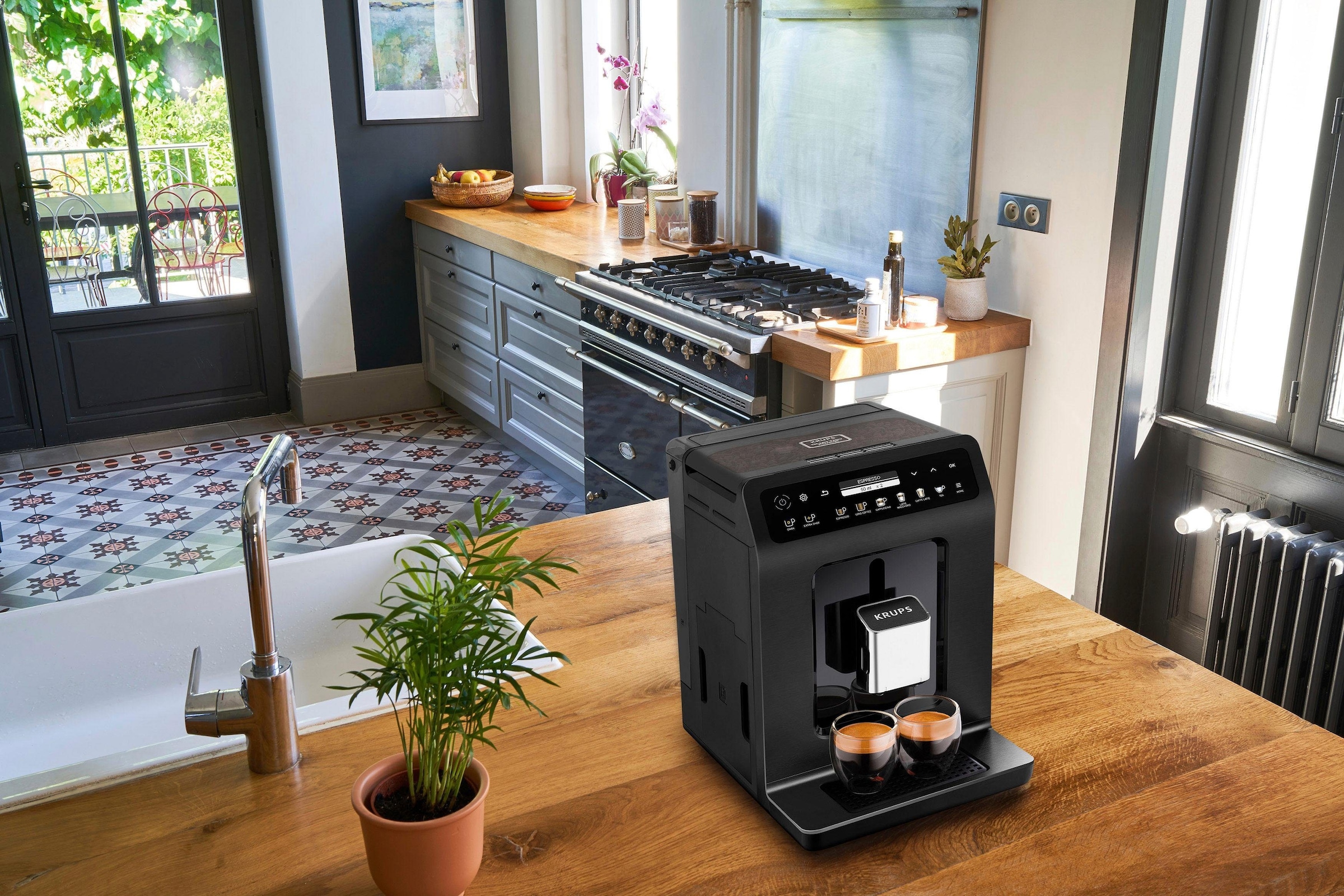 2,3l One-Touch-Cappuccino, auf Tank, kaufen Plus Kaffeevollautomat Raten Evidence Kegelmahlwerk Krups EA8948