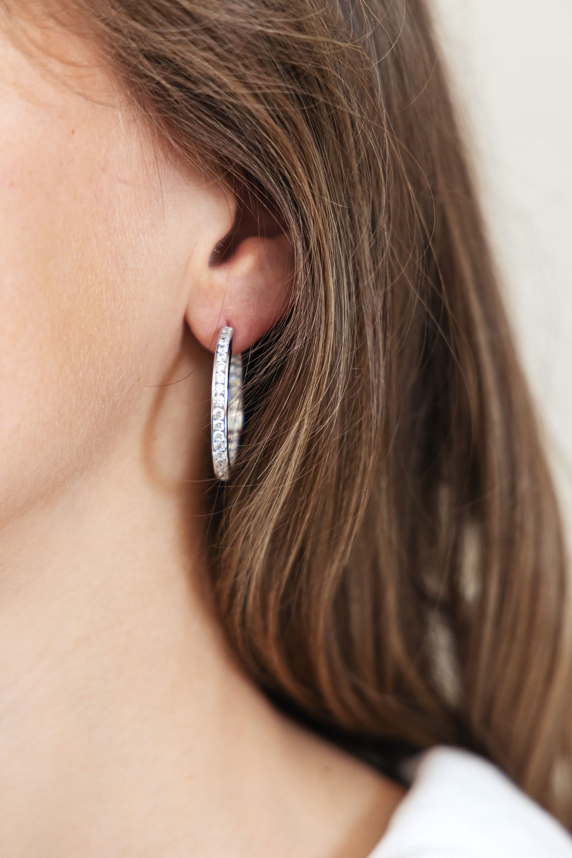 CELESTA Paar Creolen »925 Sterling Silber Zirkonia weiß«