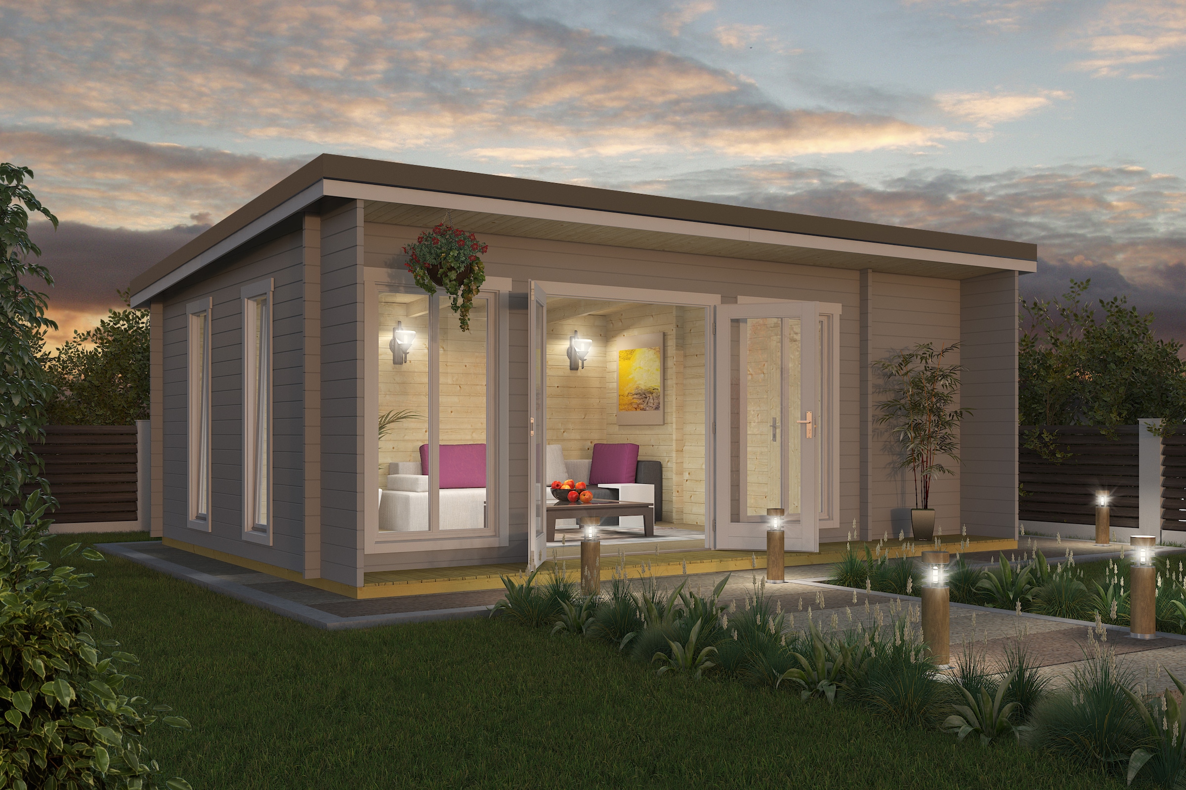 NORDIC HOLZ Gartenhaus »JAPAN« Lichtgrau