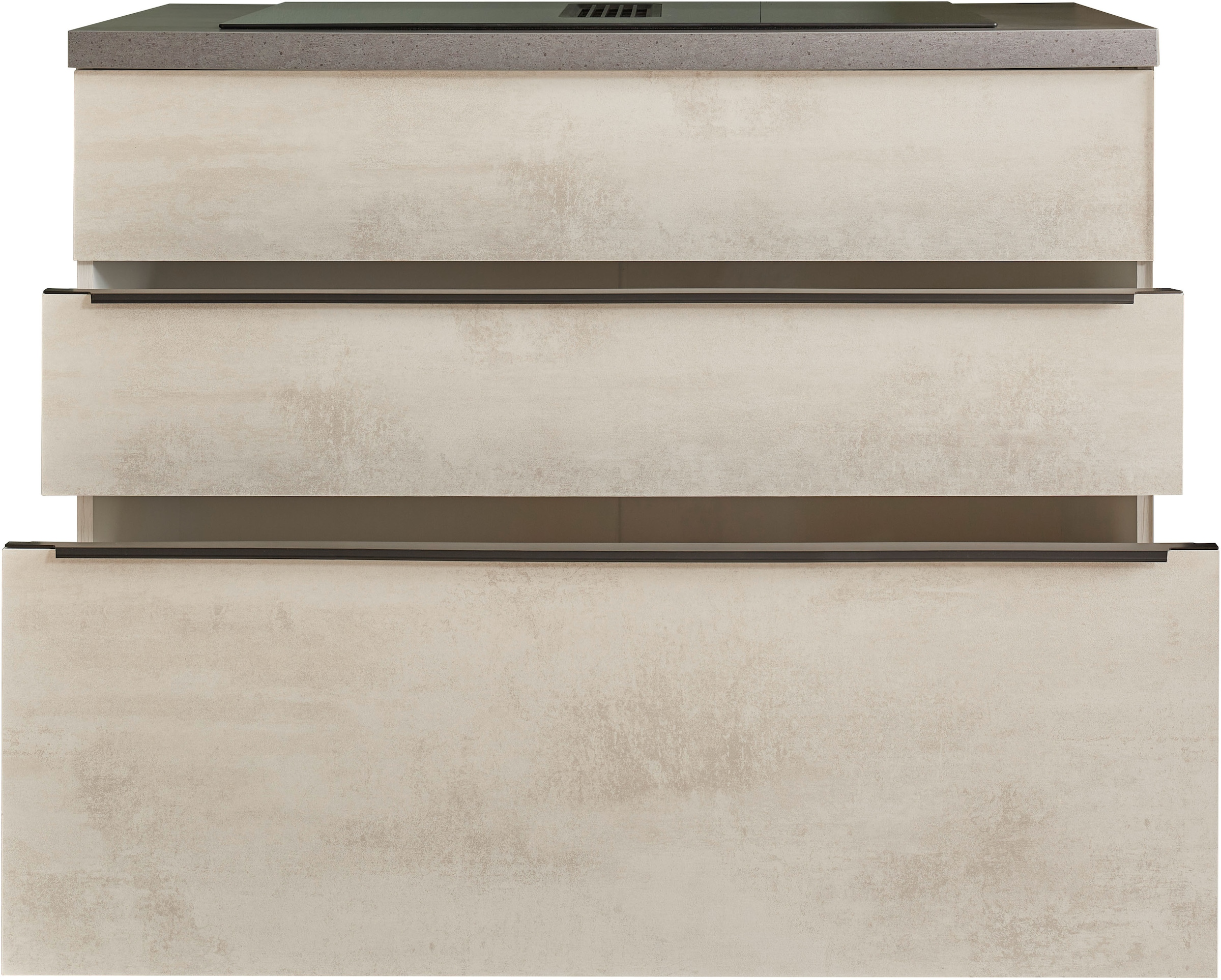 BASIC by Balculina Kochfeldumbauschrank »Sanibel Küchenschrank mit Schubladen, BxHxT 110 x 94 x 60«, (1 St.), Breite 110cm, Melaminbeschichtung, 2 geräumige Schubladen