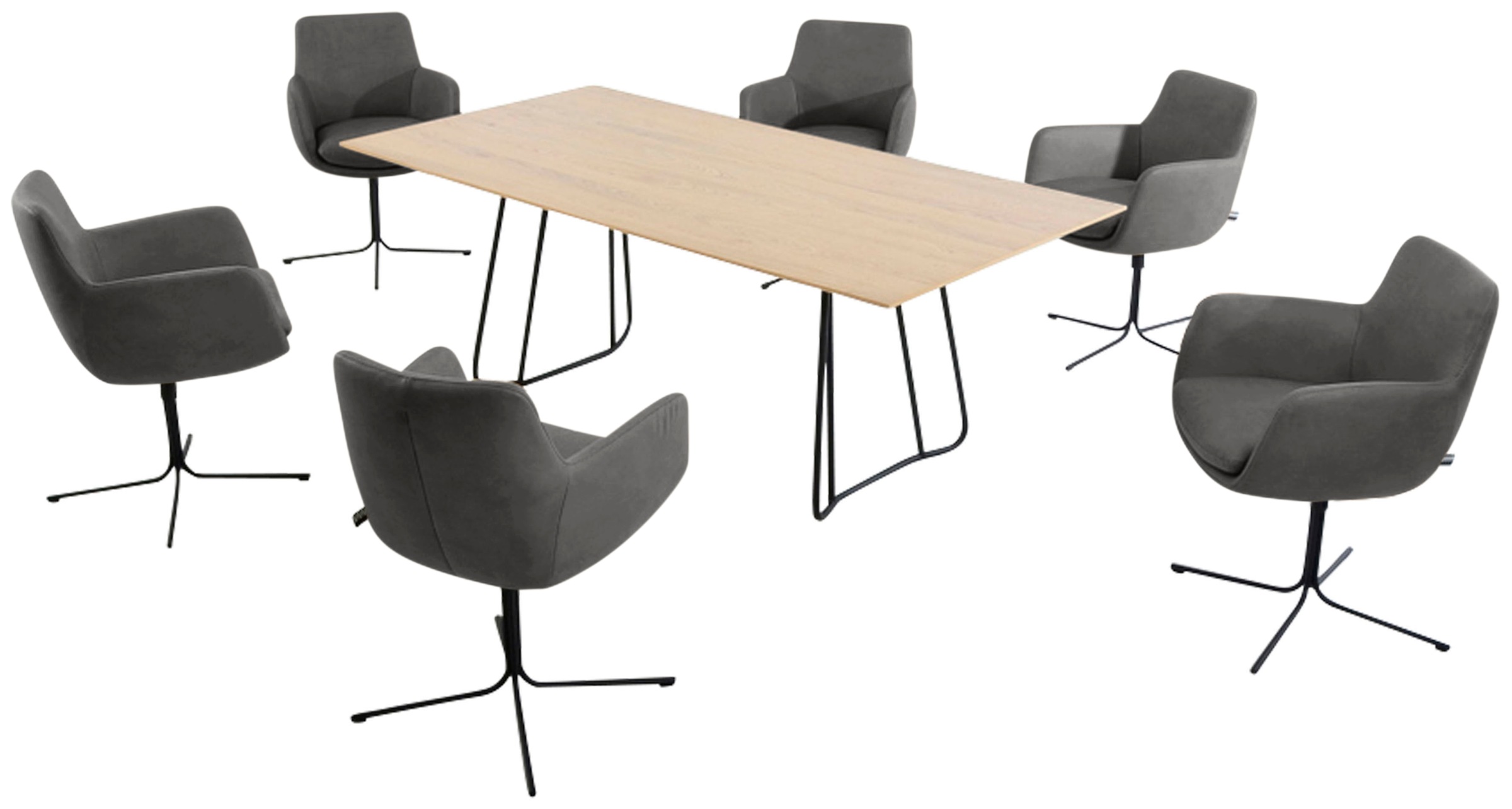 K+W Komfort & Wohnen Drehstuhl »Pego« () filigranem 4-Fuß-Gestell in schwar günstig online kaufen