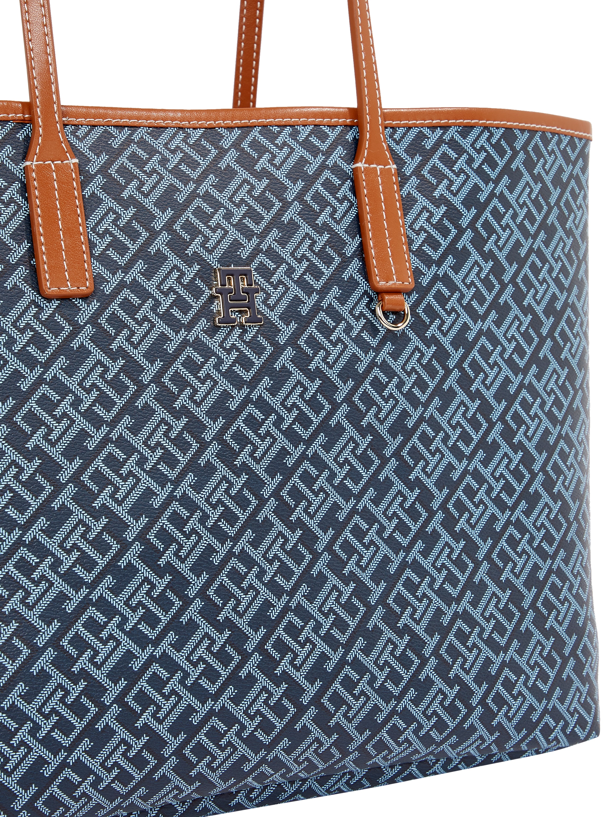 Tommy Hilfiger Tragetasche »TH MONOPLAY LEATHER TOTE«, Damen Schultertasche, Henkeltasche, Shopper mit Allover-Print