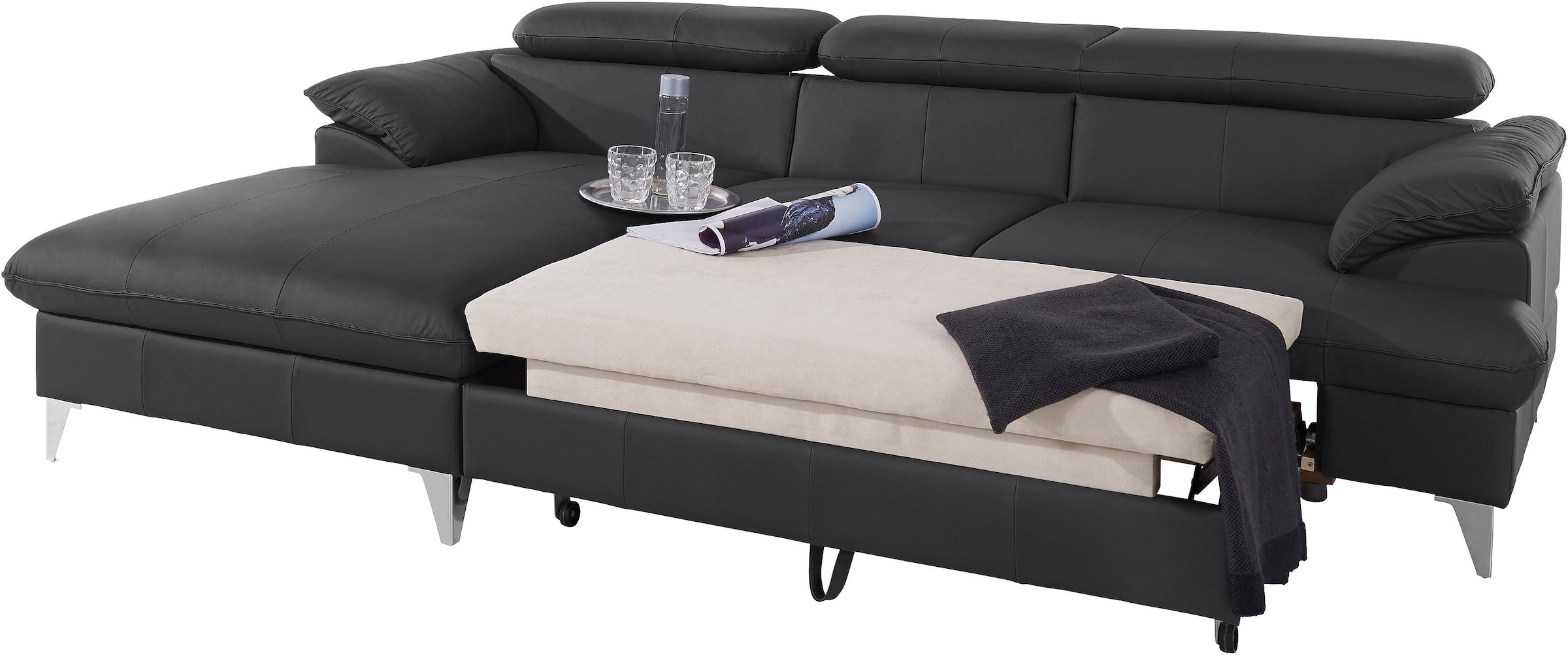 COTTA Ecksofa »Caluso L-Form«, mit Kopfteilverstellung, wahlweise mit Bettfunktion & Bettkasten