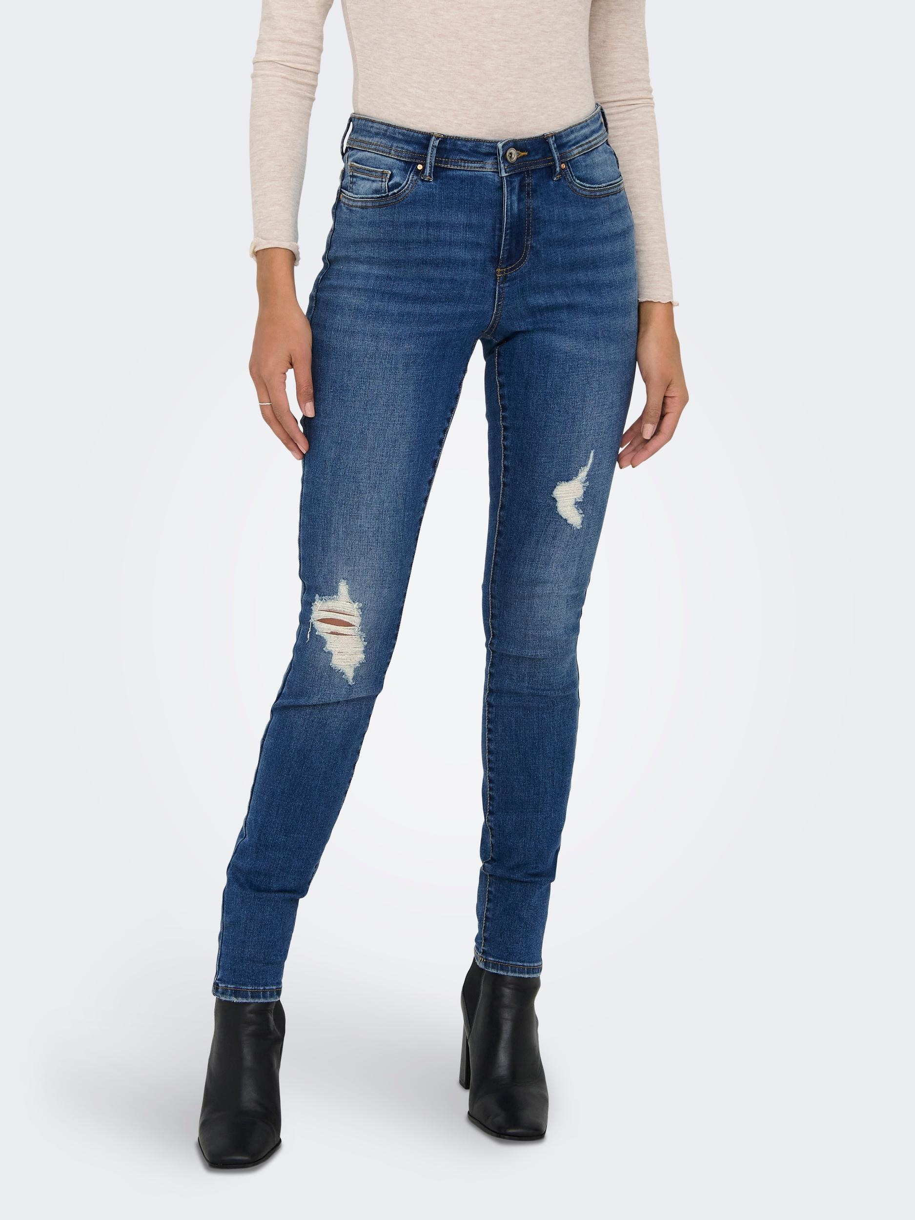 ONLY Skinny-fit-Jeans »ONLWAUW MID SK DESTROY DNM BJ209«, mit Destroyed  Effekt online bei