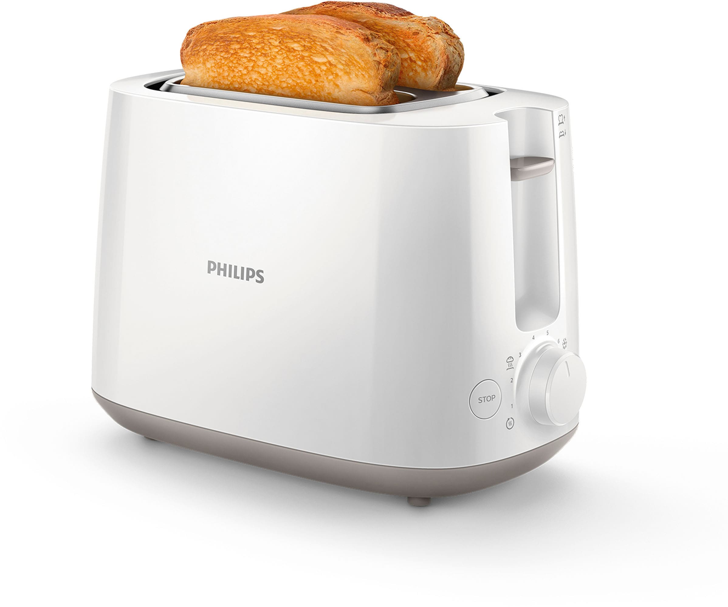 Brötchenaufsatz, 830 integrierter kaufen »HD2581/00«, online Schlitze, 2 Philips Toaster weiss W, kurze