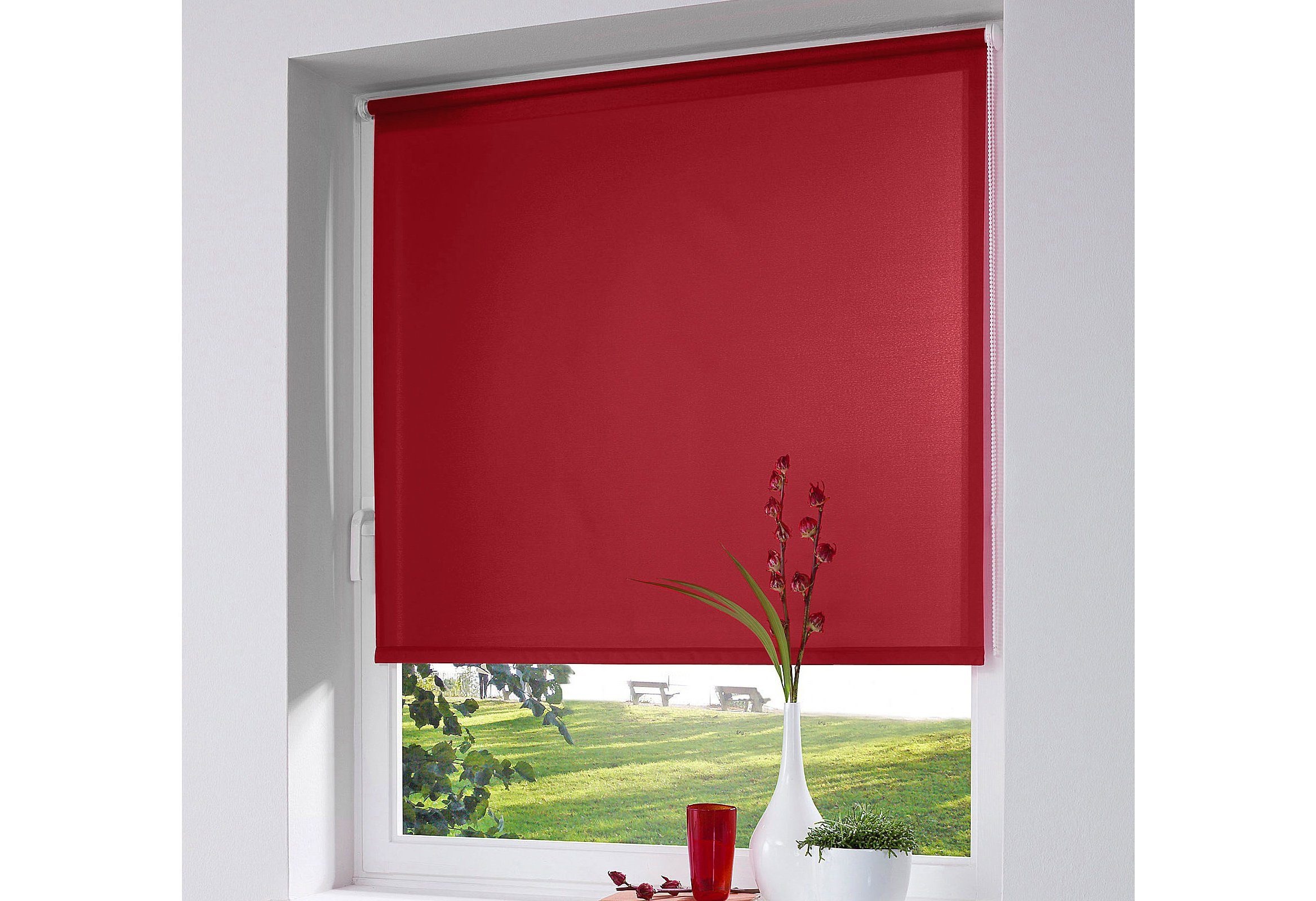 K-HOME Seitenzugrollo »Thermo Klemmfix-Rollo« verdunkelnd energiesparend ohne Bohren 1 Stück rot Obermaterial: 100% Polyester 150 cm