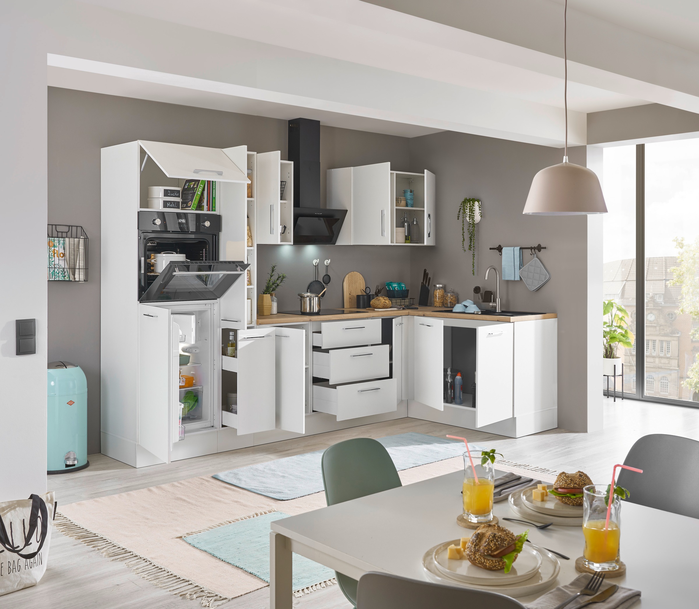 BASIC by Balculina Winkelküche »Turin«, Stellbreite 300x175 cm, wahlweise mit E-Geräten