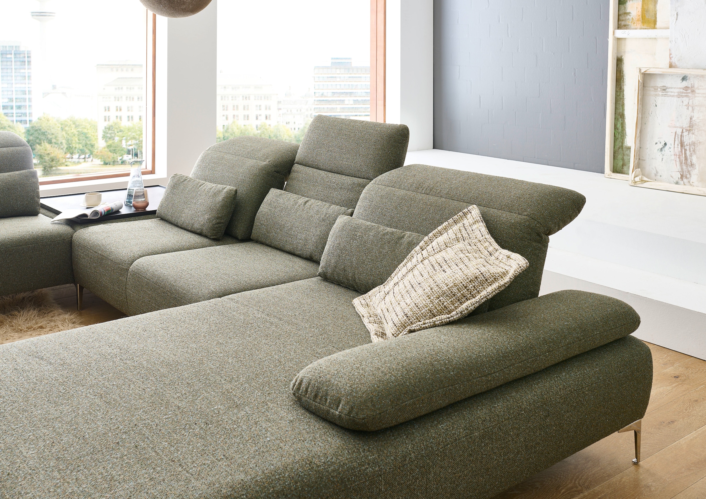 Home affaire Dekokissen »Liora, Nierenkissen medium, Breite 65 cm« passend zur Liora-Serie, extra Rückenstütze & optisches Highlight