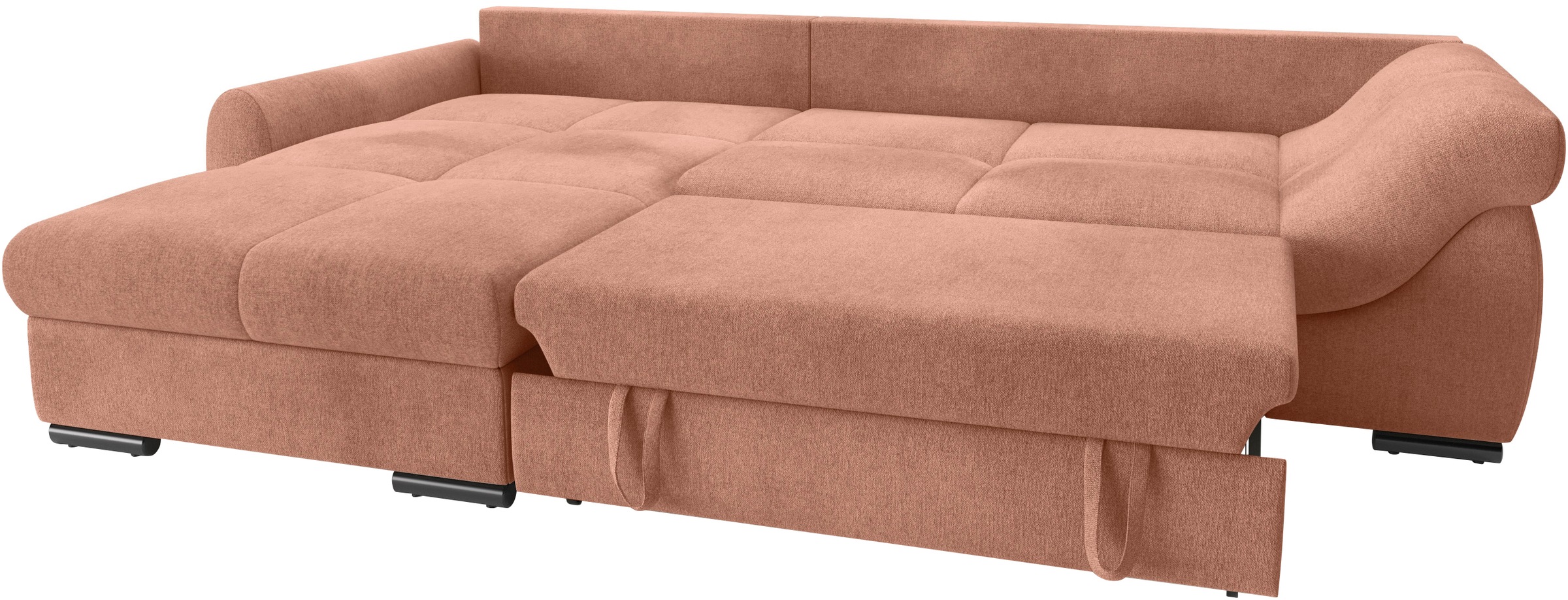 Mr. Couch Ecksofa »Livorno L-Form«, inkl. Hochschläfer-Bettauszug, XL-Bettkasten weiß beschichtet