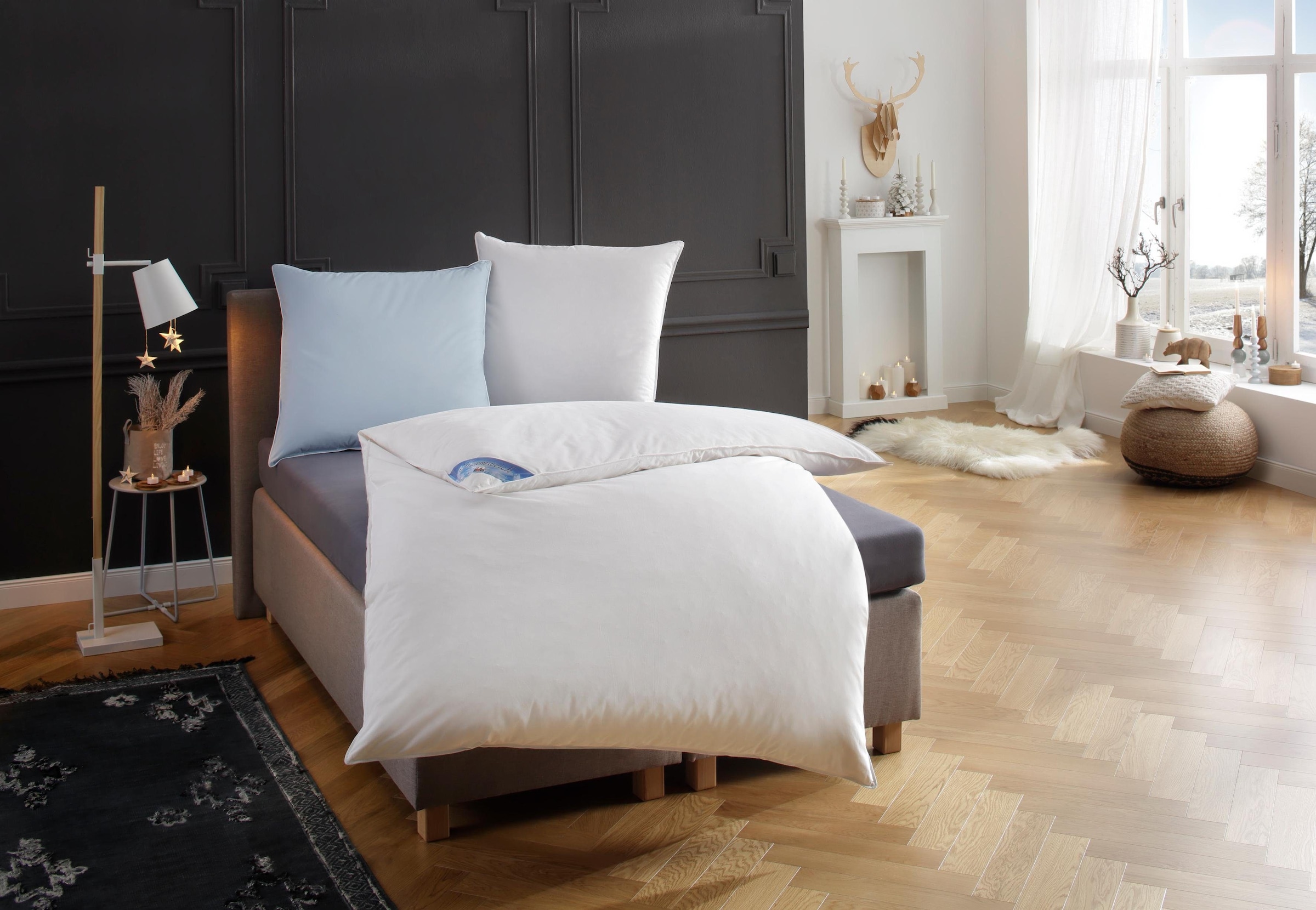 Federbettdecke RIBECO "Leon", weiß, B:135cm L:200cm