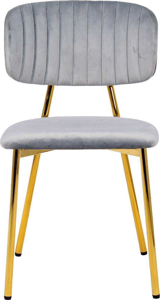 Kayoom Polsterstuhl »Stuhl Giselle 125 2er-Set, pflegeleichter Samtbezug«, (Set), 2 St., mit Armlehnen, goldenes Gestell aus Edelstahl, Samtbezug, Ziernähte