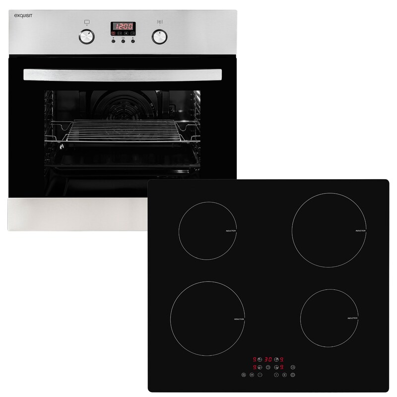 EXQUISIT Backofen-Set »EBE 65-1 H« autark einbaubar-Ofen mit Heißluft, Kochfeld mit Sensorbedienung edelstahl Übersichtliche Bedienelemente