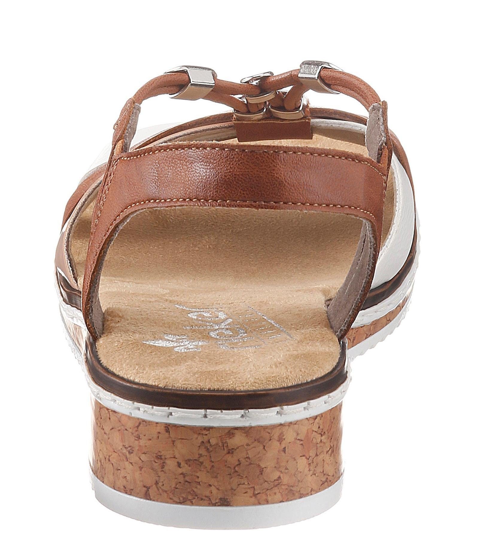 Rieker Riemchensandale  , Sommerschuh, Sandalette, Keilabsatz, mit Accessoires verziert