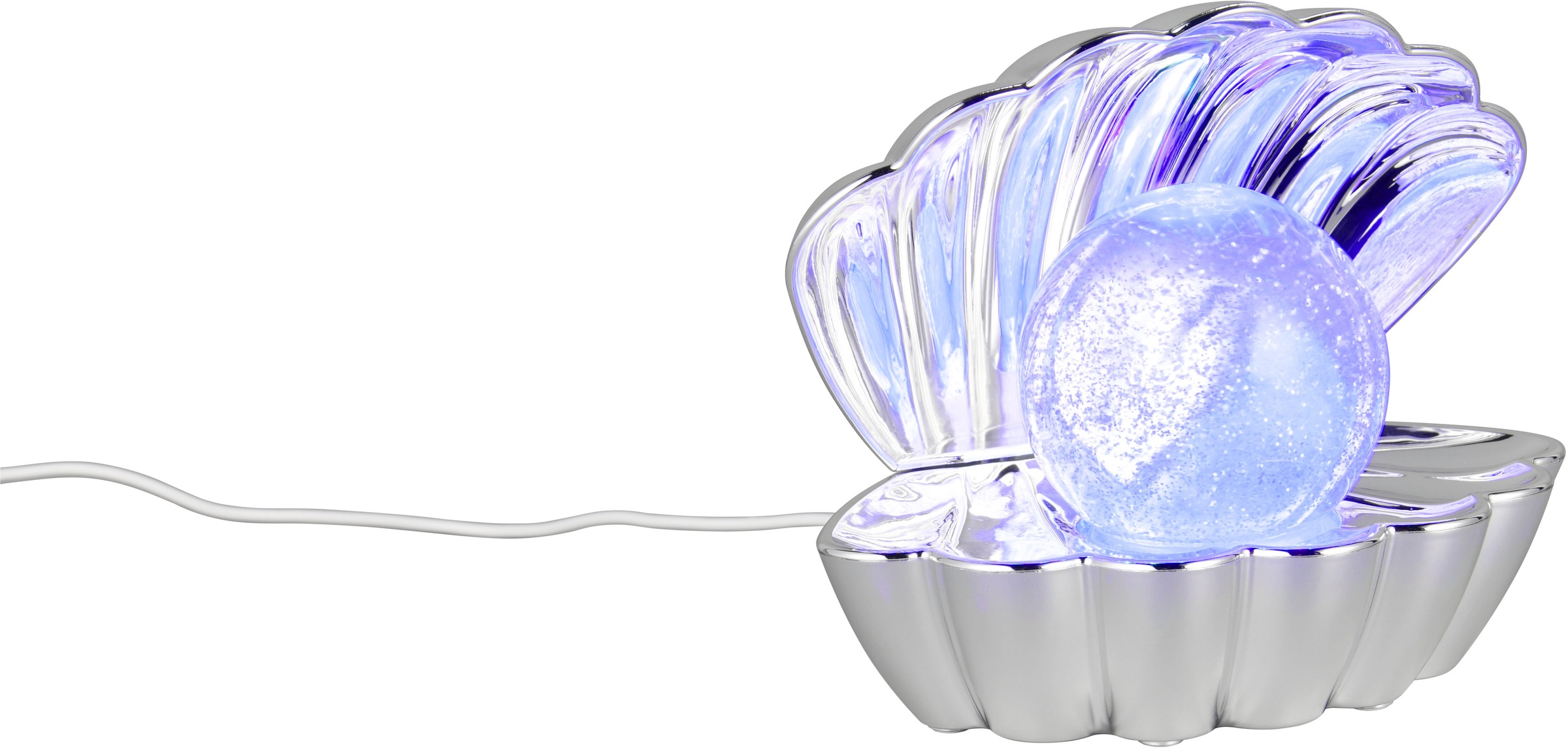 REALITY Leuchten LED Tischleuchte »SHELLY, Deko Tischlampe in Muschelform mit RGB Farbwechsel, 0,8W 15Lm« LED-Board 1 Stk. RGB Muschel Tischlampe mit Glitzerkugel und Farbwechsel inkl USB-Ladekabel