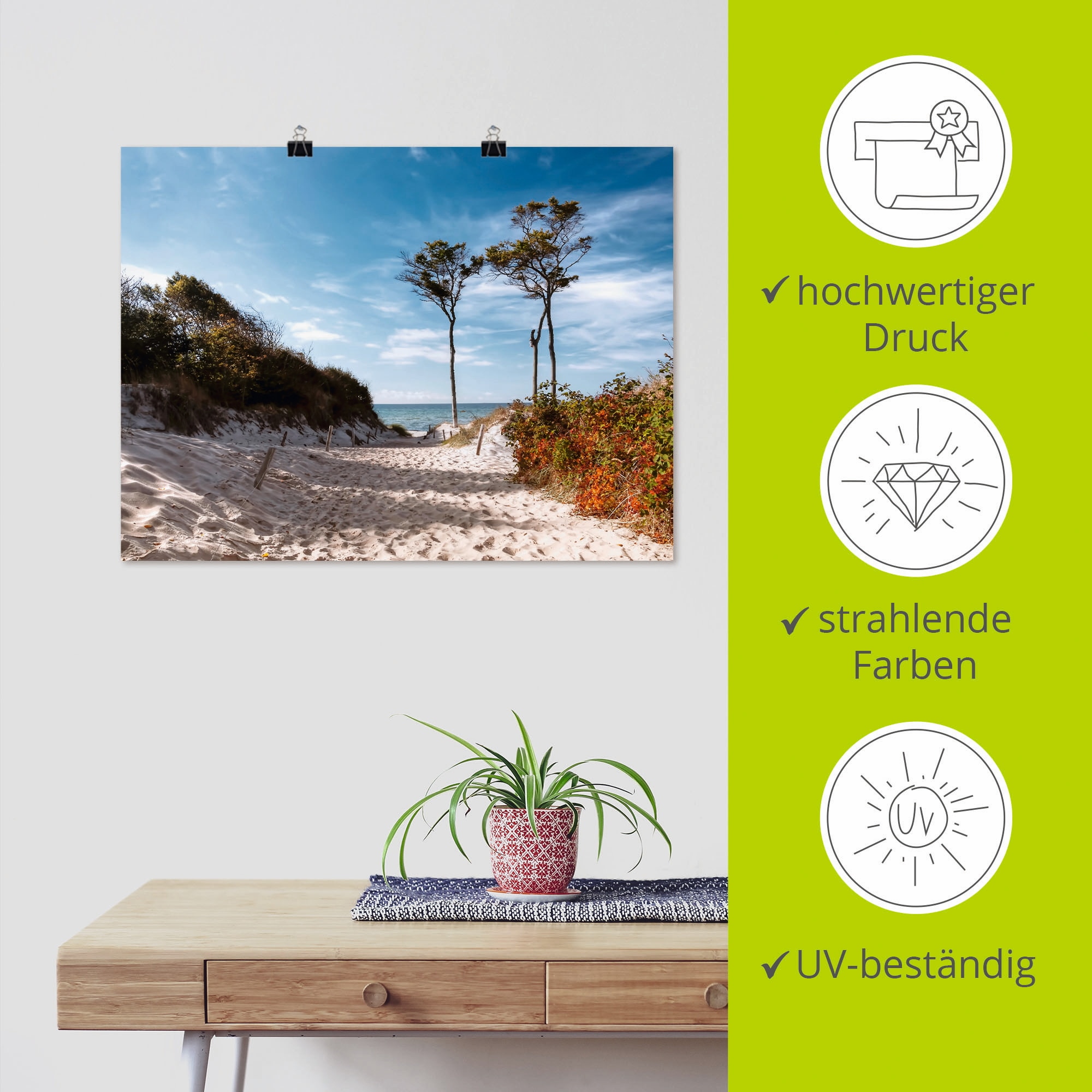Artland Wandbild »Weststrand Darss«, Strand, (1 St.), als Leinwandbild, Poster, Wandaufkleber in verschied. Größen