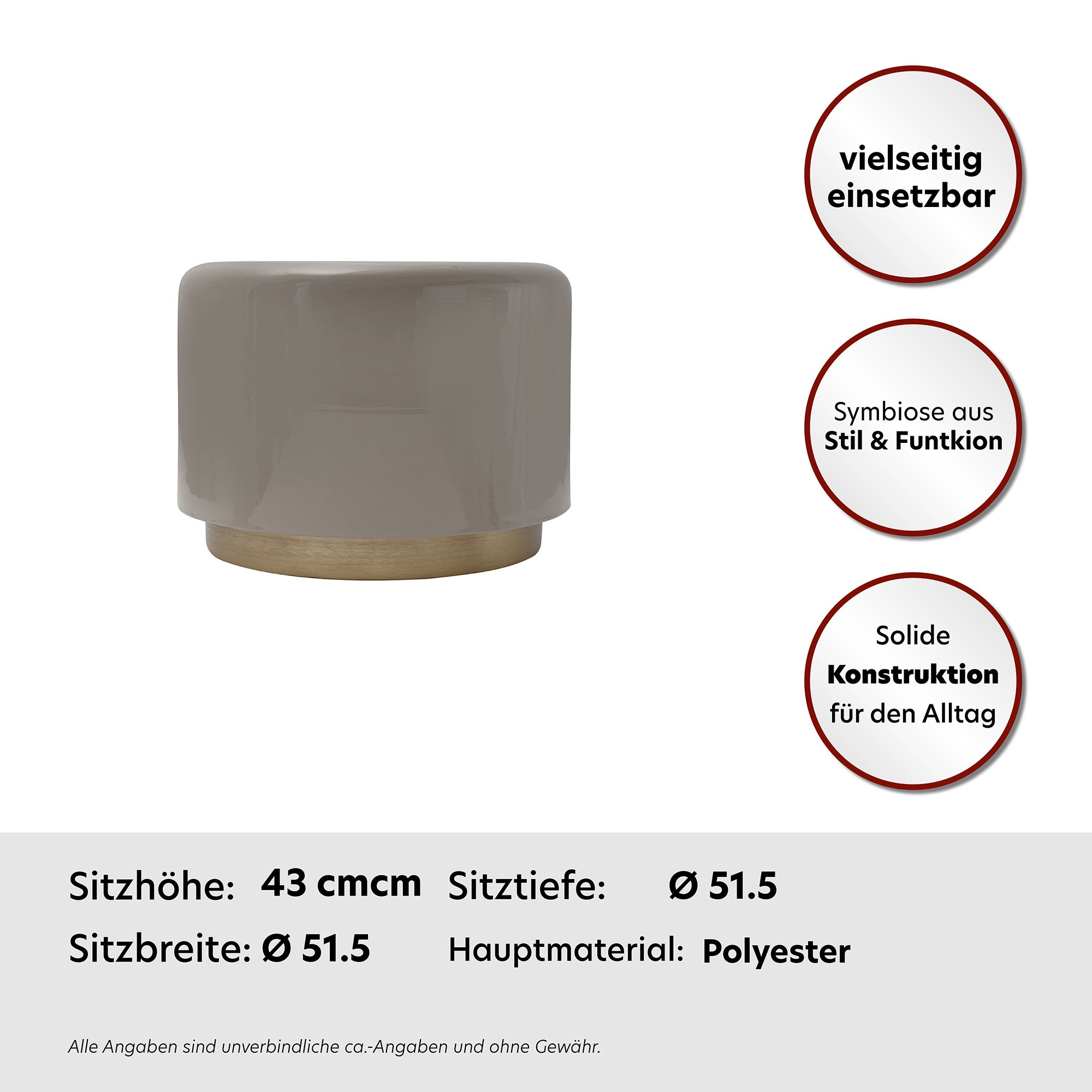 Kayoom Sitzhocker »Hocker Artisse, Edler Touch durch goldenen Sockel«, (1 St.), stilvoll, farbig lackiert, dekorativ, Moderner Look