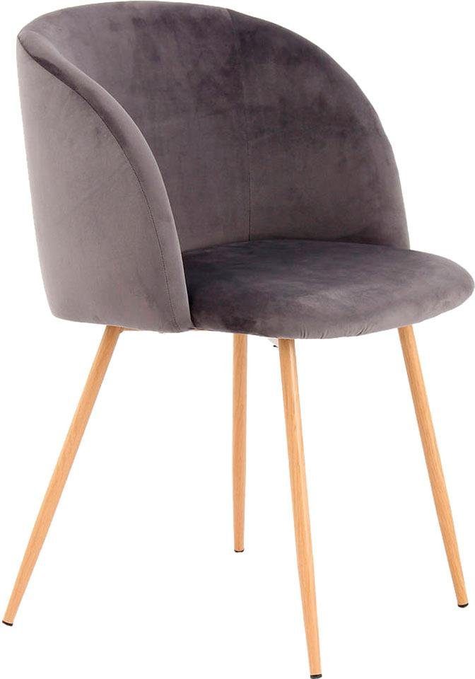 Kayoom Polsterstuhl »Stuhl Celina 110 2er-Set Grau,samtweicher Bezug in mod günstig online kaufen