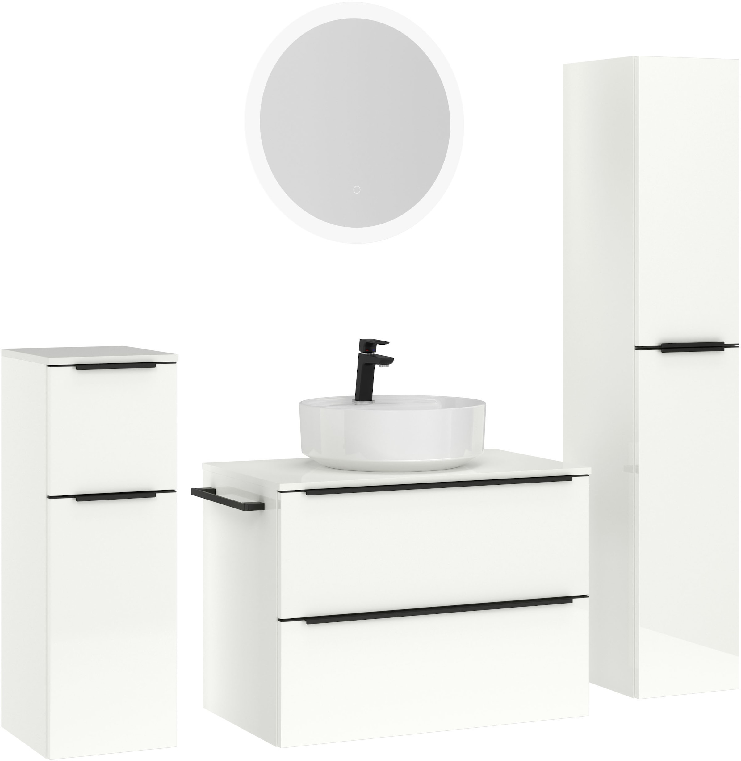 nobilia® Badmöbel-Set »Alvene«, (4 St., vormontiert, mit Soft-Close), Hochg günstig online kaufen