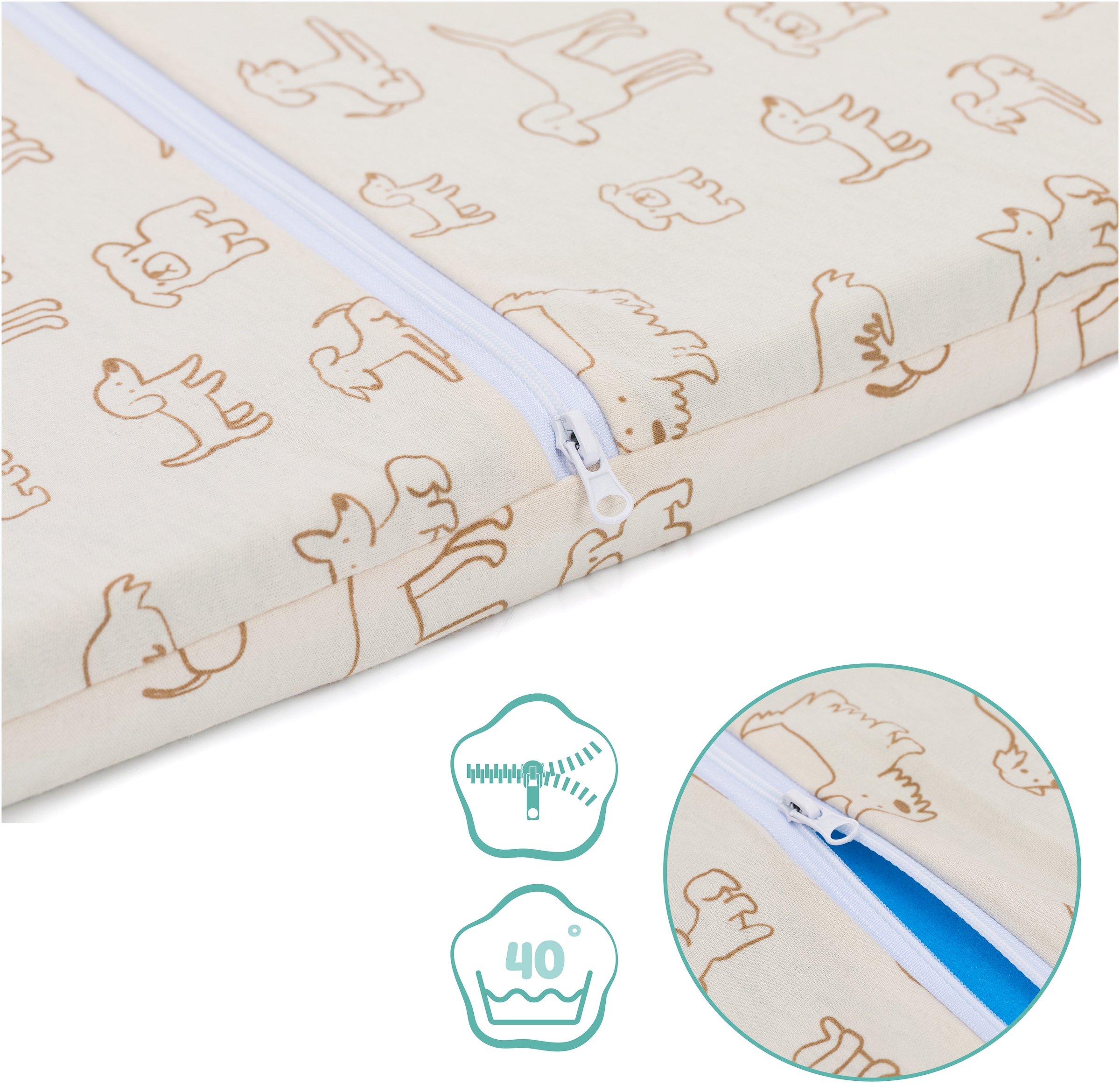 Fillikid Reisebett-Matratzen »Matratze für Reisebett gerollt Jersey Hund« 4 cm hoch 1 Stk. tlg. passend für Reisebetten 120 × 60 cm
