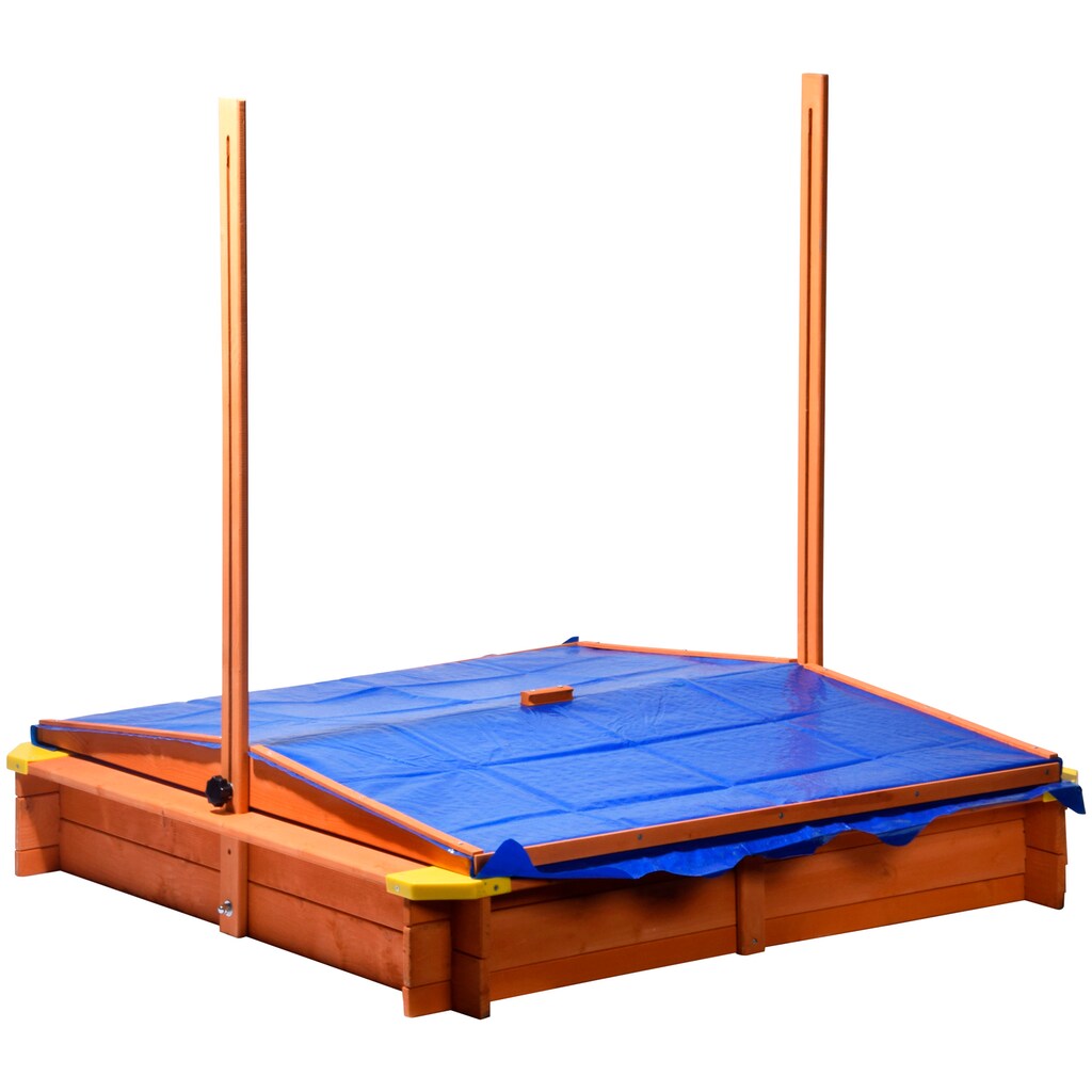 dobar Sandkasten, BxLxH: 117x117x117 cm, mit Dach und Bodenplane