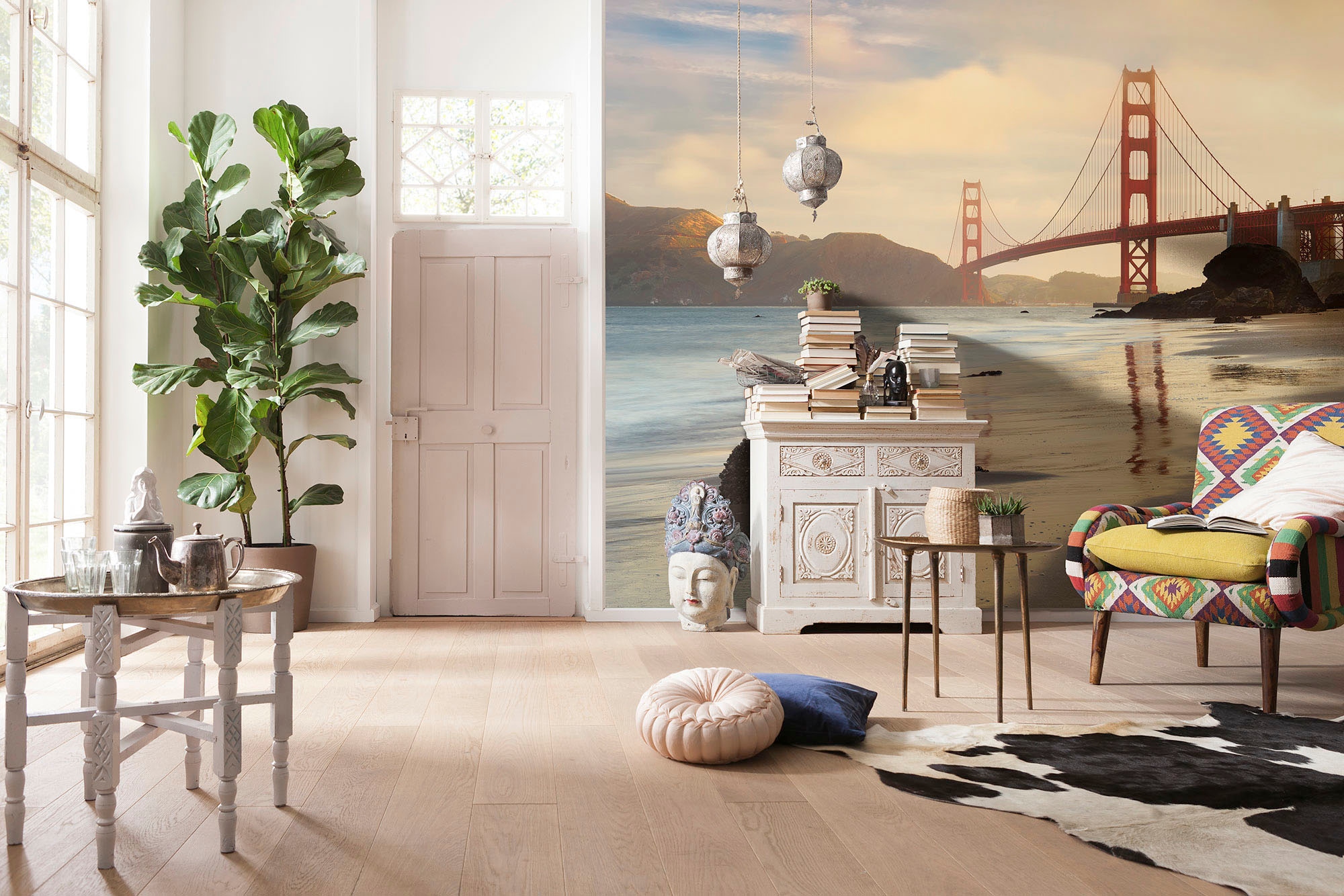 Komar Vliestapete »Digitaldruck Vlies - Golden Gate - Größe 400 x 260 cm«, bedruckt, Wohnzimmer, Schlafzimmer