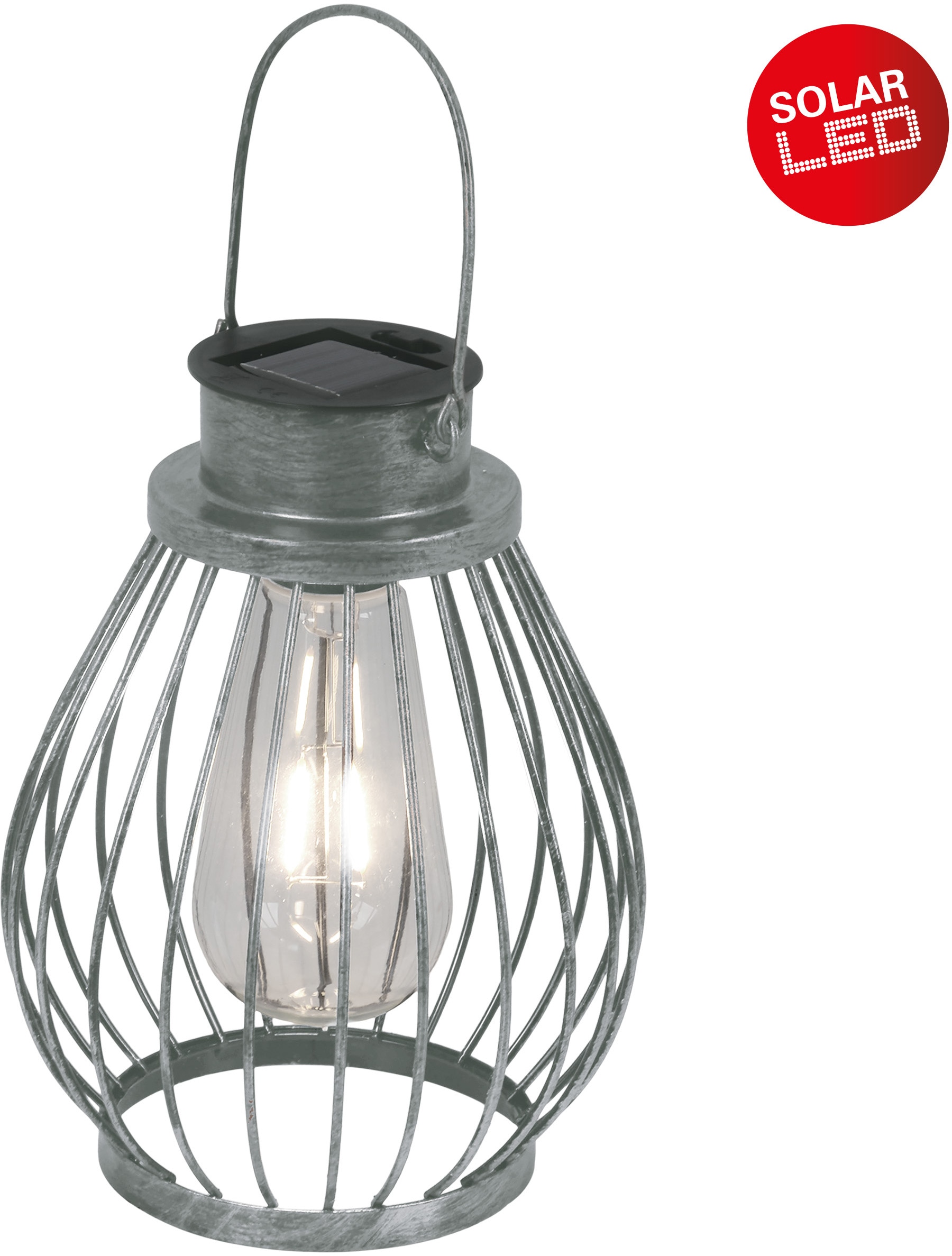 näve LED Solarleuchte »Balubo«, 1 flammig, Leuchtmittel LED-Modul | LED fest integriert, Solar, incl. Schiebeschalter, Lichtfarbe: warmweiß, Farbe: silber