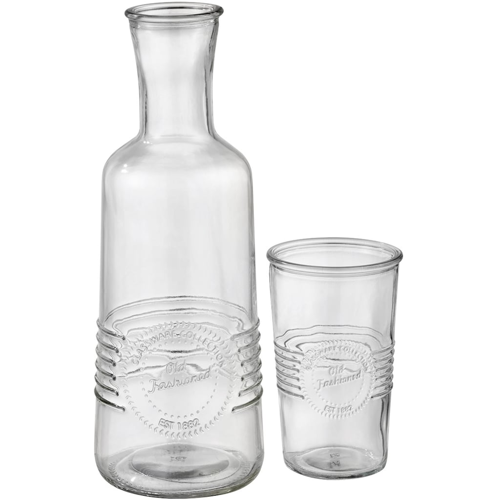 APS Karaffe »OLD FASHIONED«, (Set, 2 tlg.), Glas, 1 Liter Fassungsvermögen, Inkusive 1x 300 ml Glas