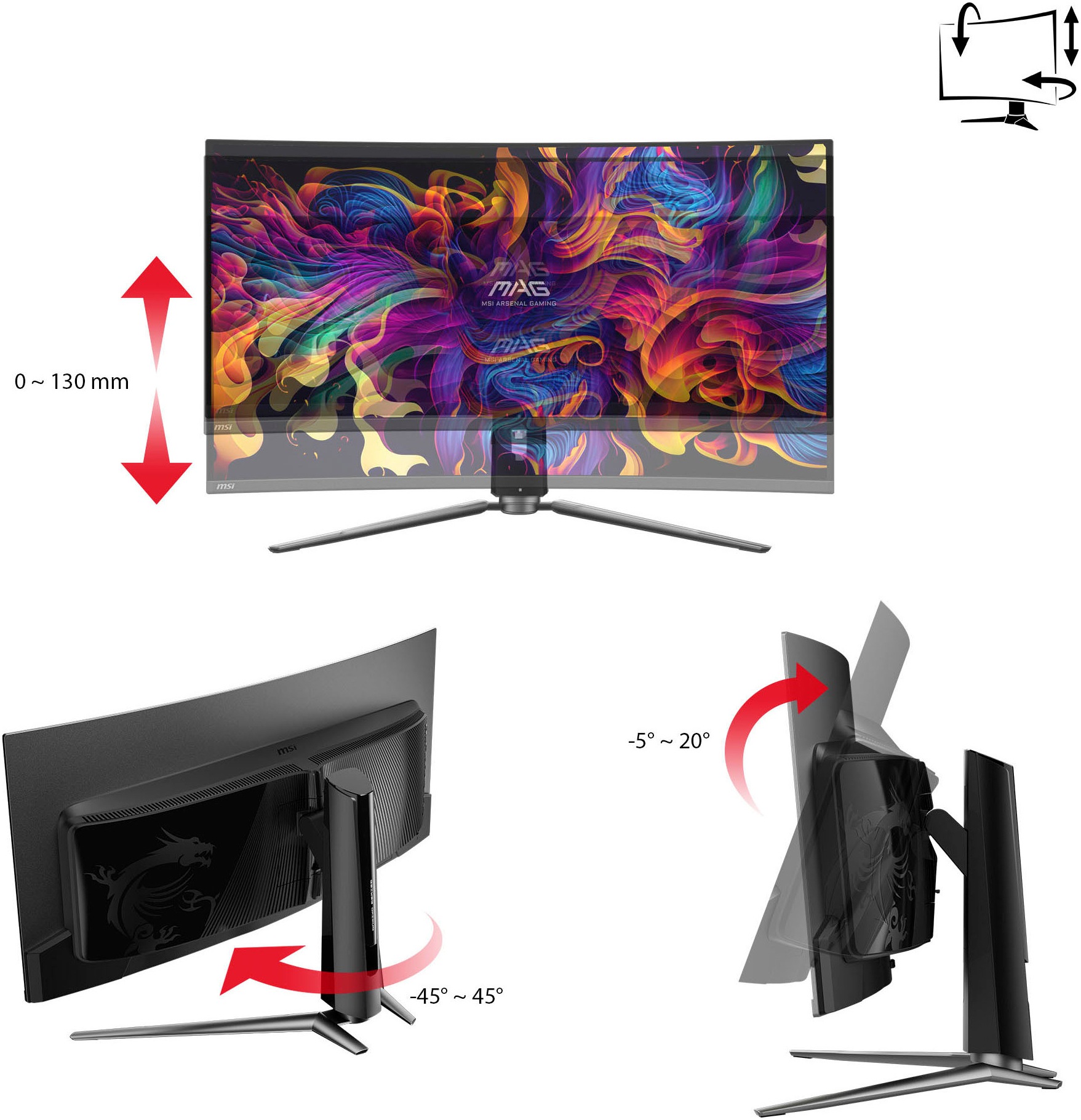 MSI Curved-Gaming-Monitor »MAG 341CQP QD-OLED«, 87 cm/34 Zoll, 3440 x 1440 px, UWQHD, 0,03 ms Reaktionszeit, 175 Hz