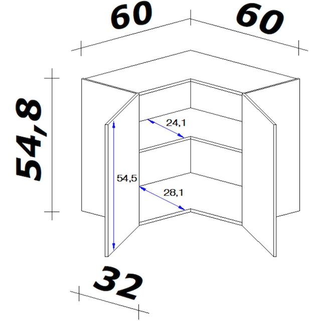 Flex-Well Eckhängeschrank »Wito«, (B x H x T) 60/60 x 54,8 x 32 cm  bestellen | Hängeschränke