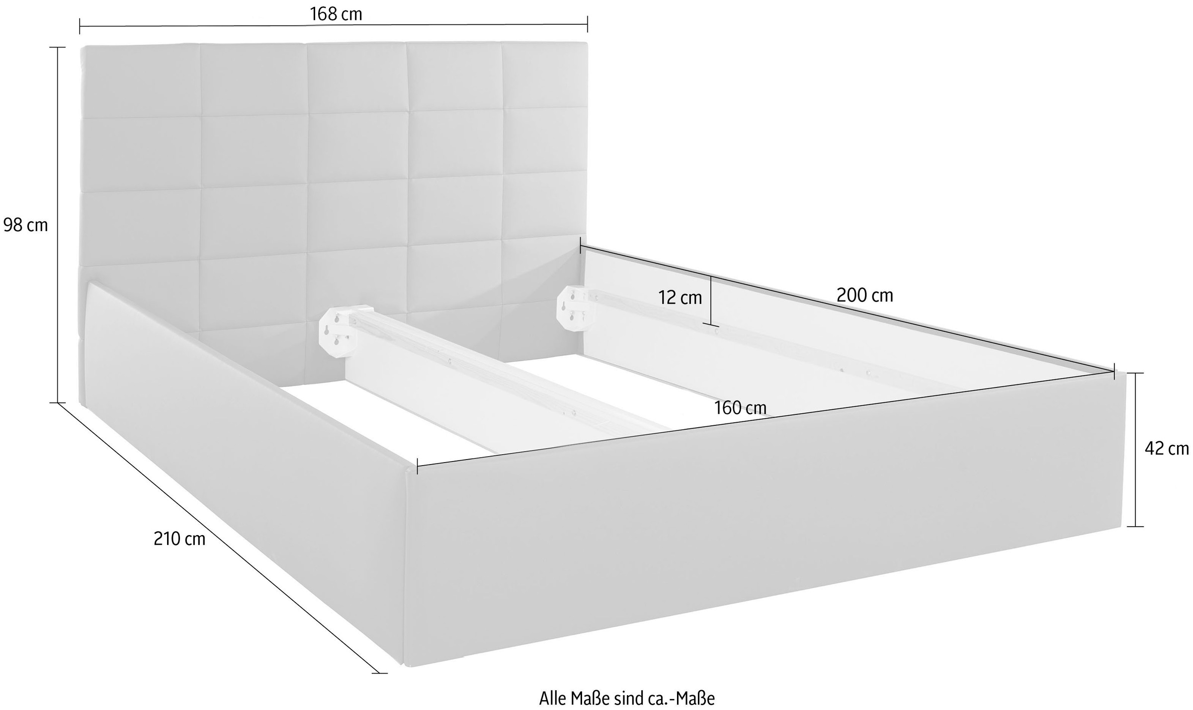 9. Bild von Westfalia Schlafkomfort Polsterbett, inkl. Bettkasten bei Ausführung mit Matratze, in 2 Höhen