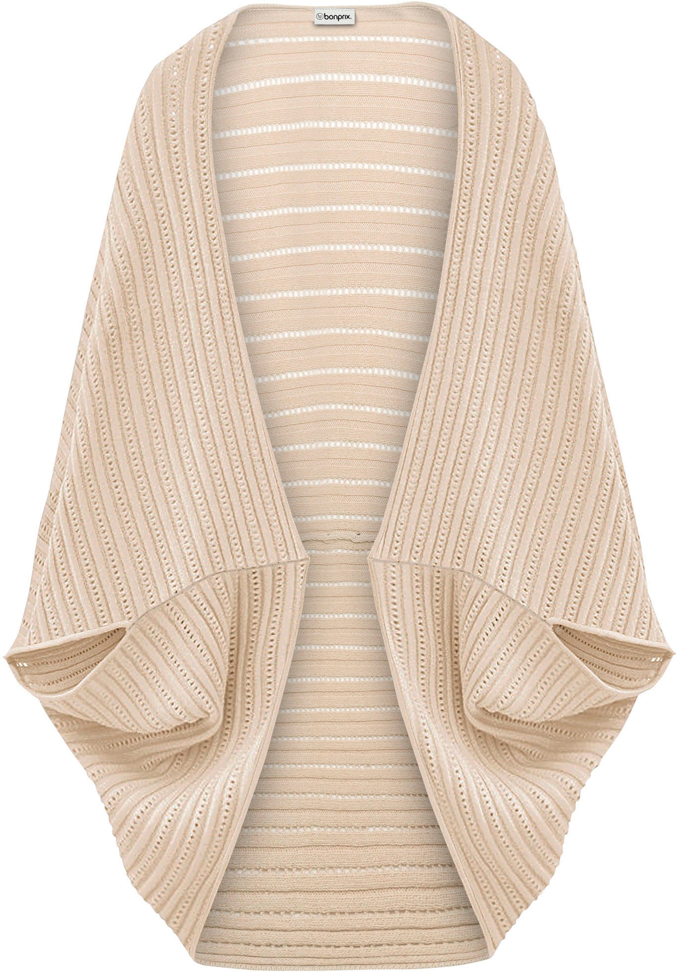 bonprix Strickponcho aus Strukturstrick, 3/4-Ärmel, figurumspielend im Cardigan-Look