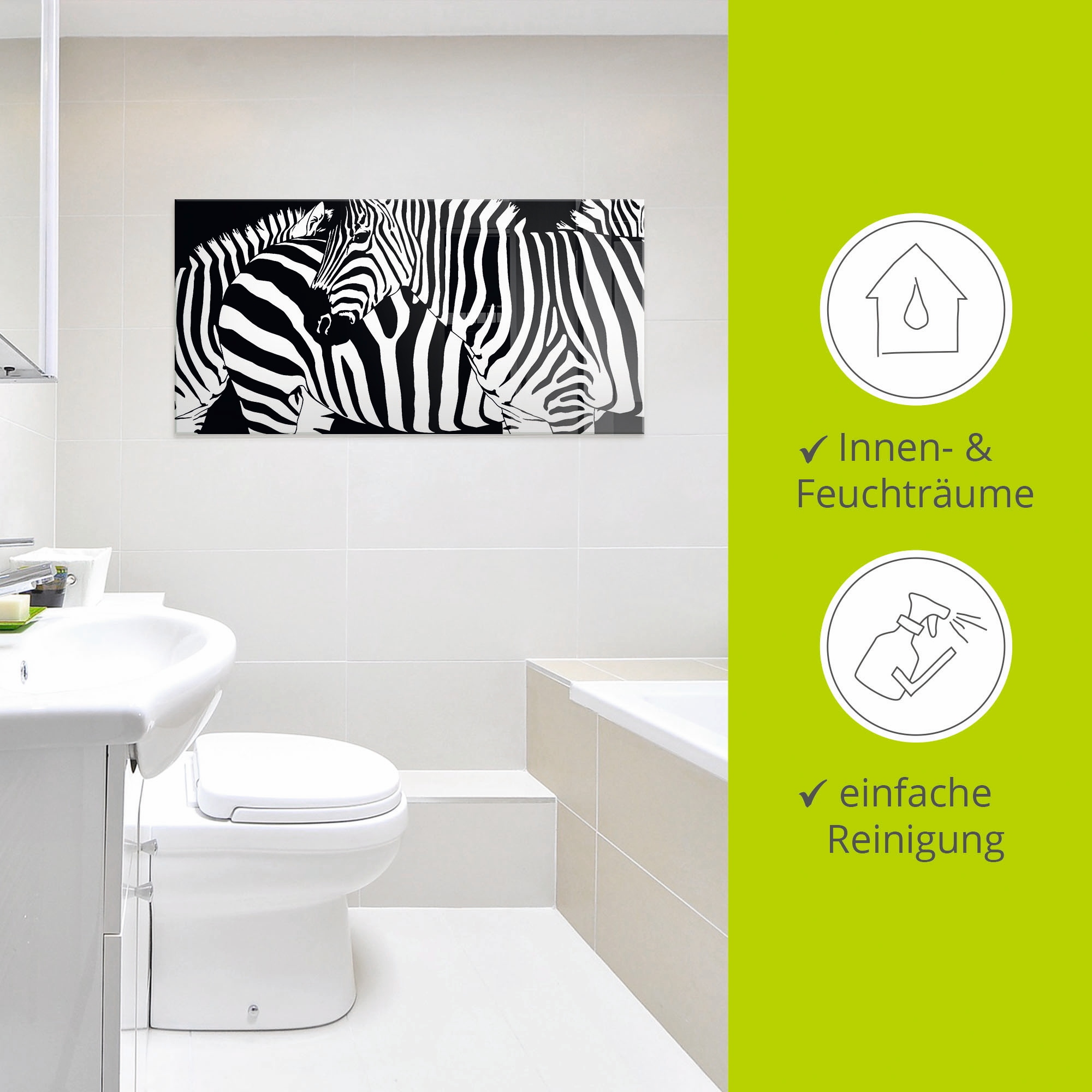 Artland Glasbild »Zebrastreifen«, Wildtiere, (1 St.), in verschiedenen Größen