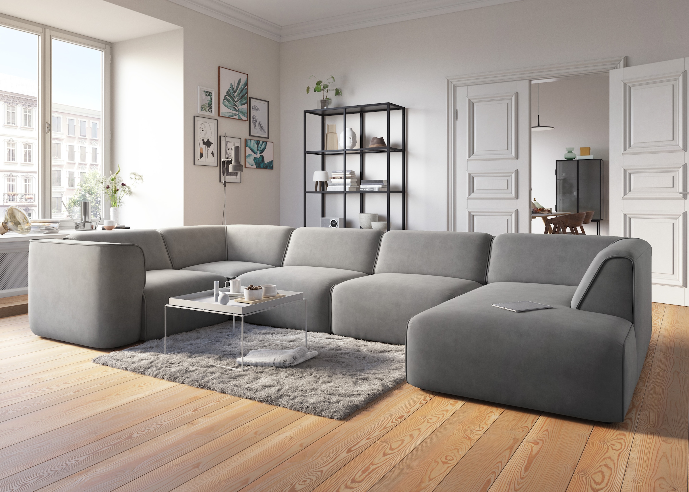 RAUM.ID Wohnlandschaft »Merid U-Form, jederzeit durch Module erweiterbar, B/T/H: 367/206/70 cm«, als Modul oder separat verwendbar, für individuelle Zusammenstellung
