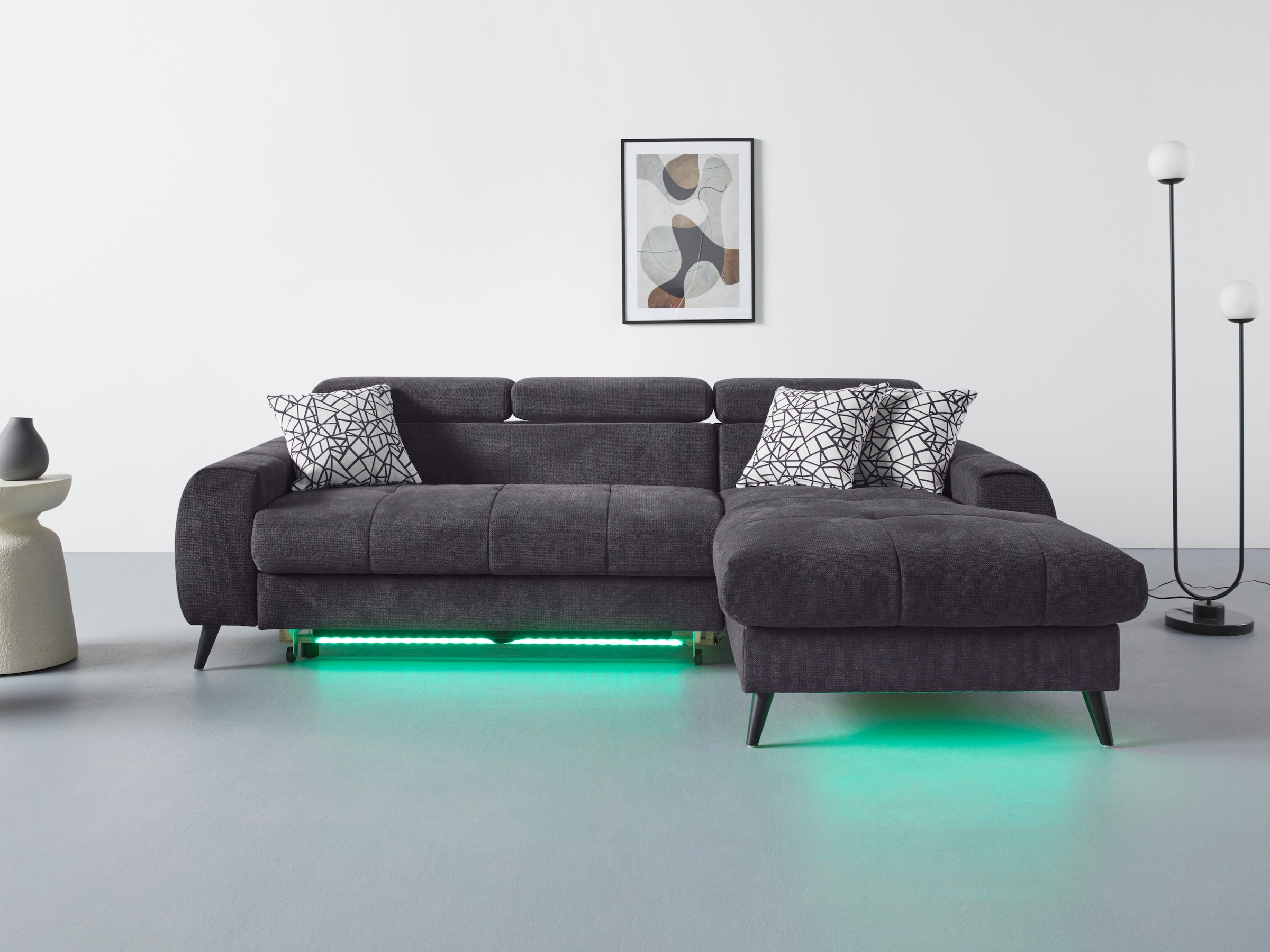 COTTA Ecksofa "Mia L-Form mit 3 Zierkissen", wahlweise mit Bettfunktion, Be günstig online kaufen