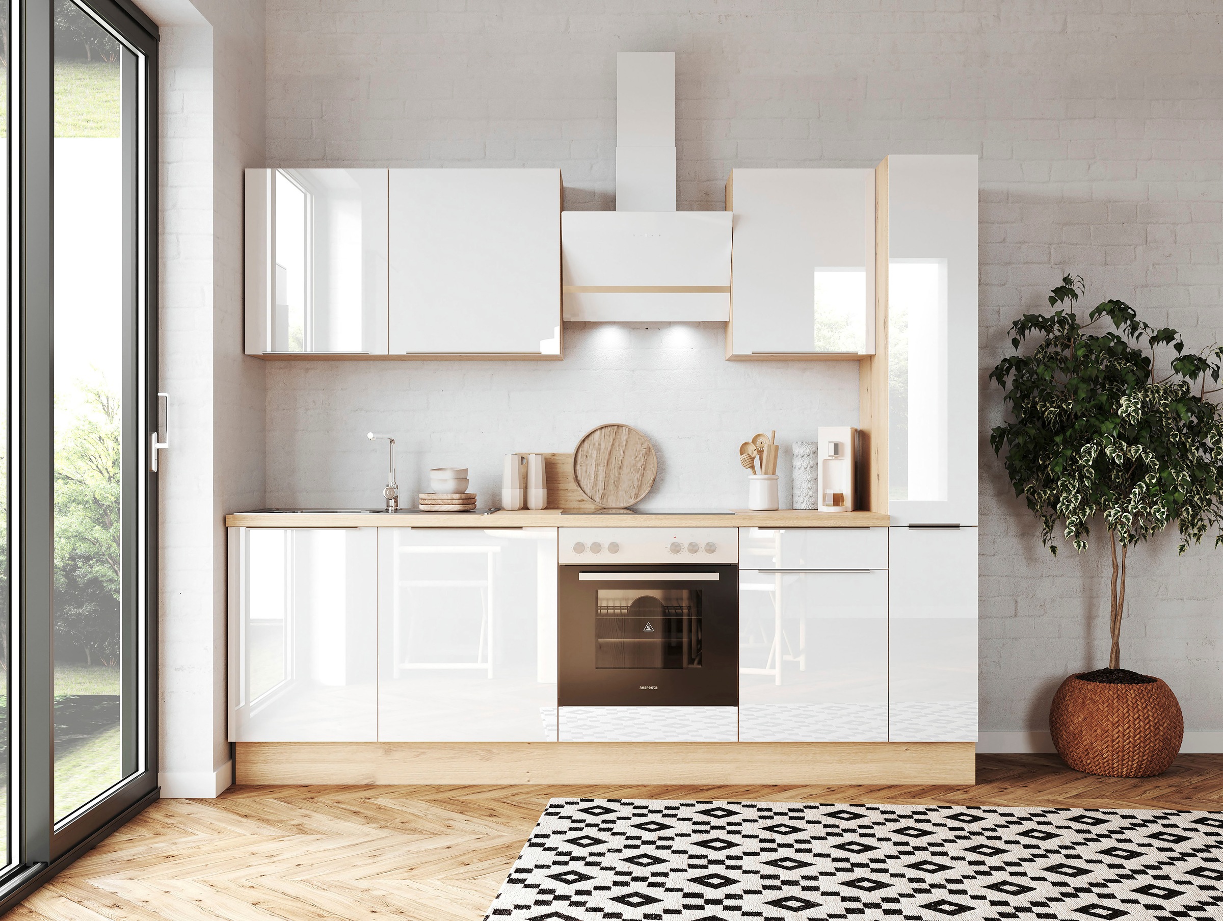 RESPEKTA Küchenzeile »Safado aus der Serie Marleen« Breite 250 cm, mit Soft günstig online kaufen