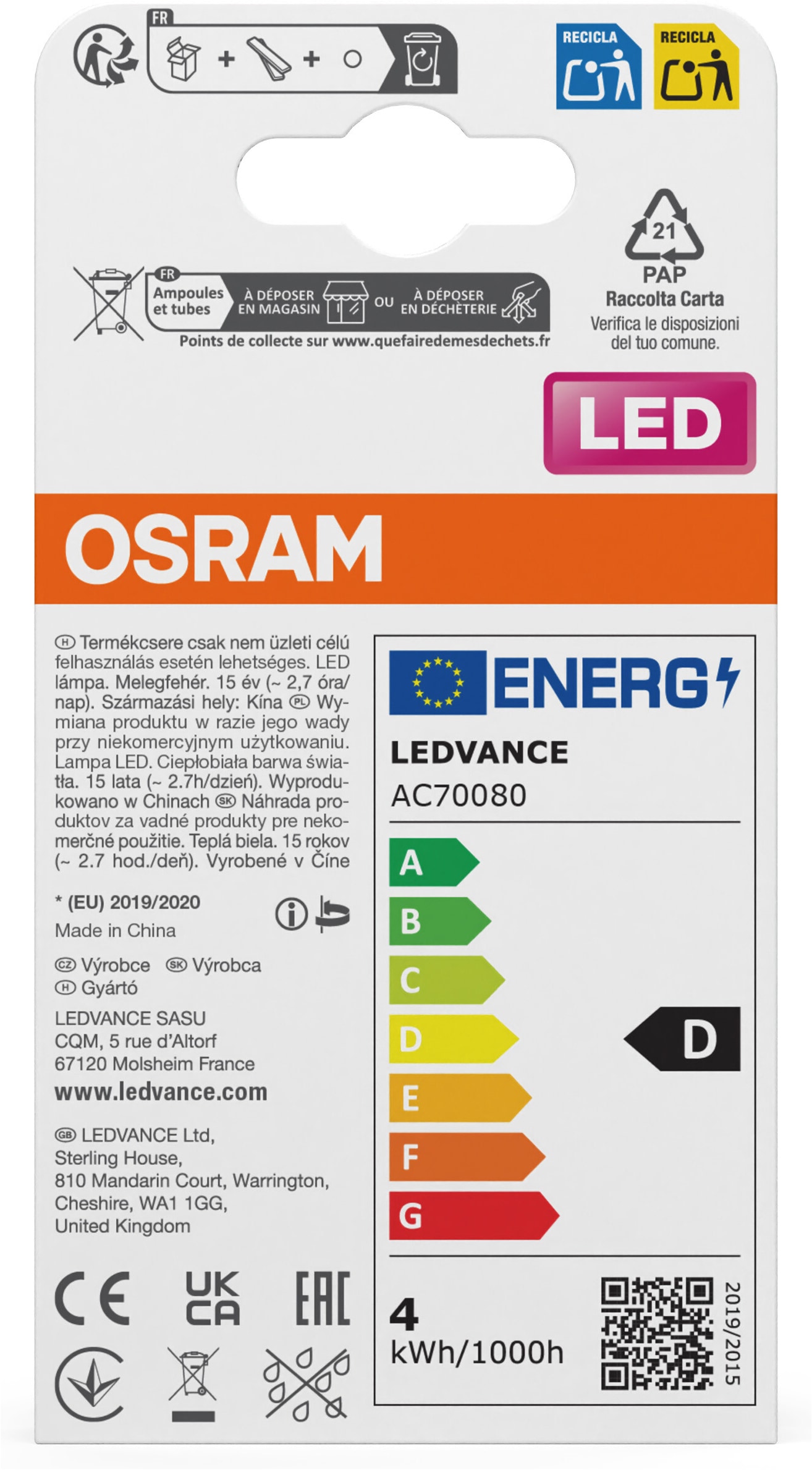 Osram LED-Leuchtmittel »LED-Lampe Star Kerzenform B40« E14 2 Stk. Warmweiß