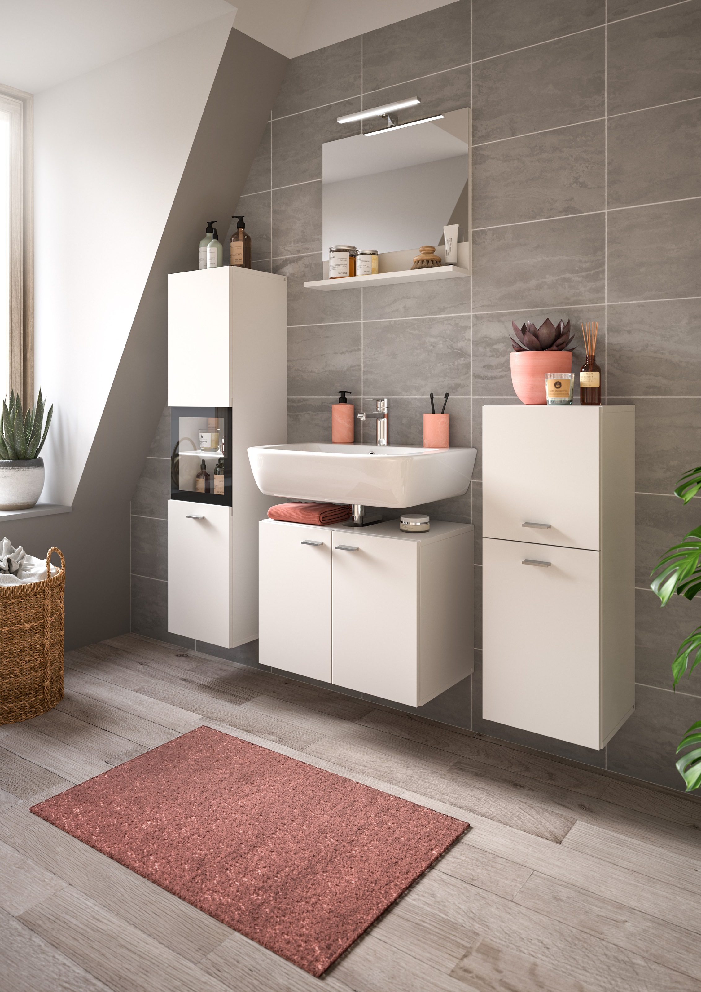 welltime Badmöbel-Set »Tampa, Breite 137cm, 4-teilig«, (4 St.), Waschbecken günstig online kaufen