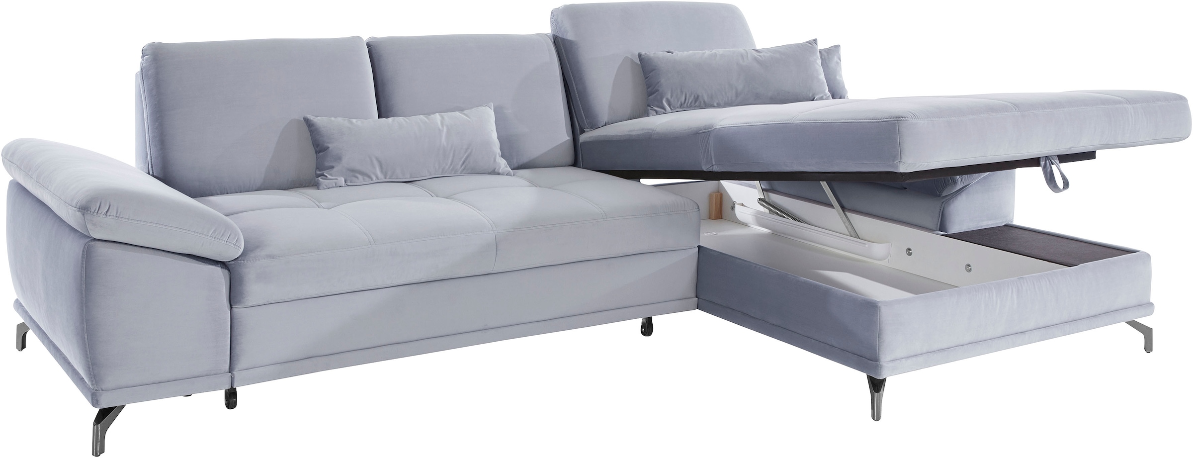 Places of Style Ecksofa Costello, mit Sitztiefenverstellung und Armlehnfunktion, incl. 3 Nierenkissen