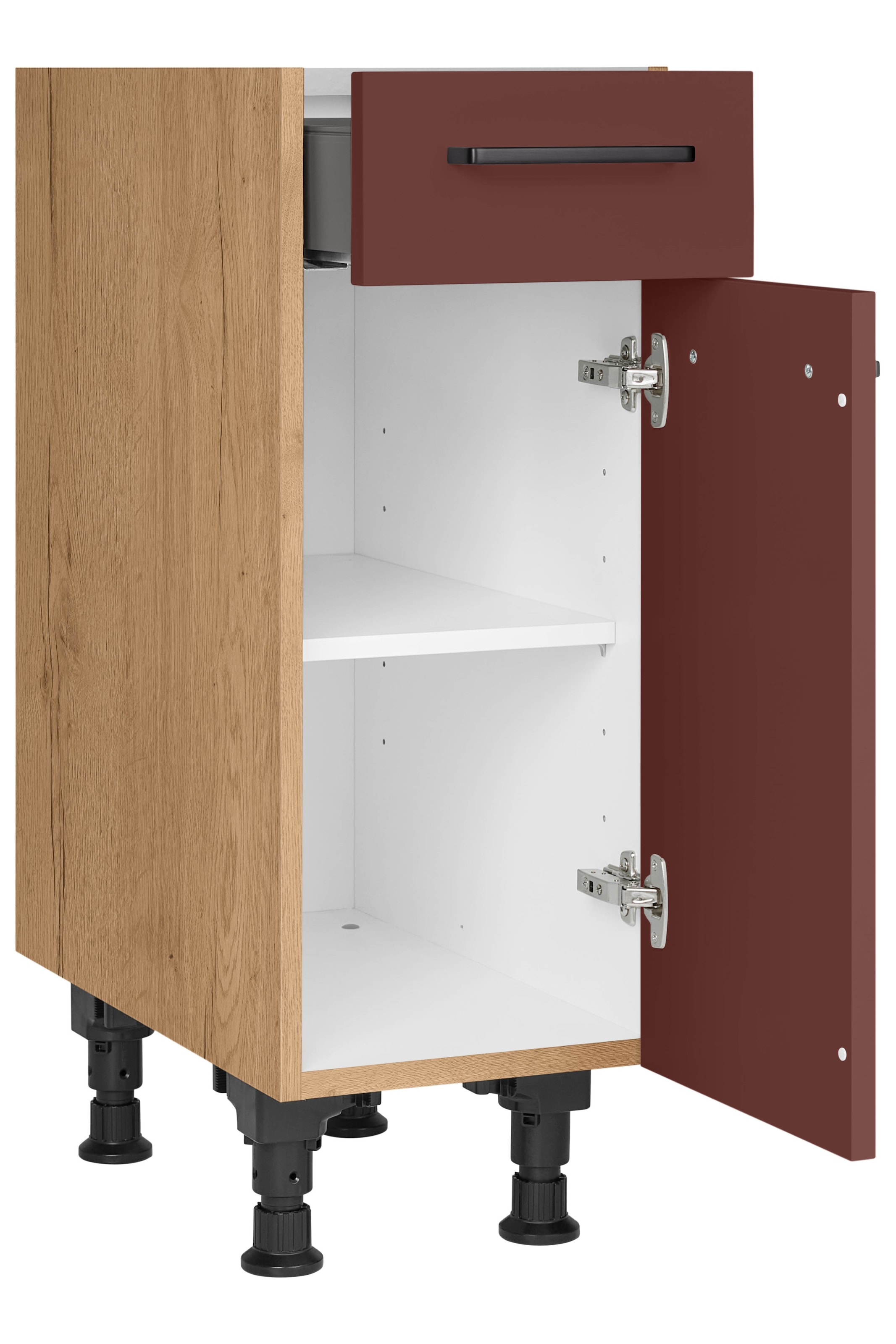 nobilia® Unterschrank »"Easytouch", Ausrichtung wählb., vormontiert, in den Breiten 30, 45 &« 60 cm Breite, mit höhenverstellbaren Sockelfüßen, vormontiert