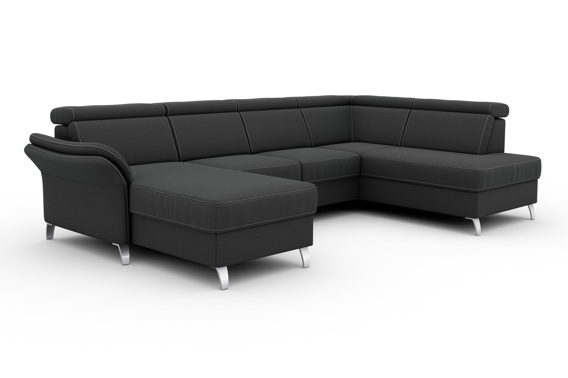 sit&more Wohnlandschaft »Vincenzo U-Form«, inklusive Kopfteilverstellung, wahlweise mit Bettfunktion, Bettkasten